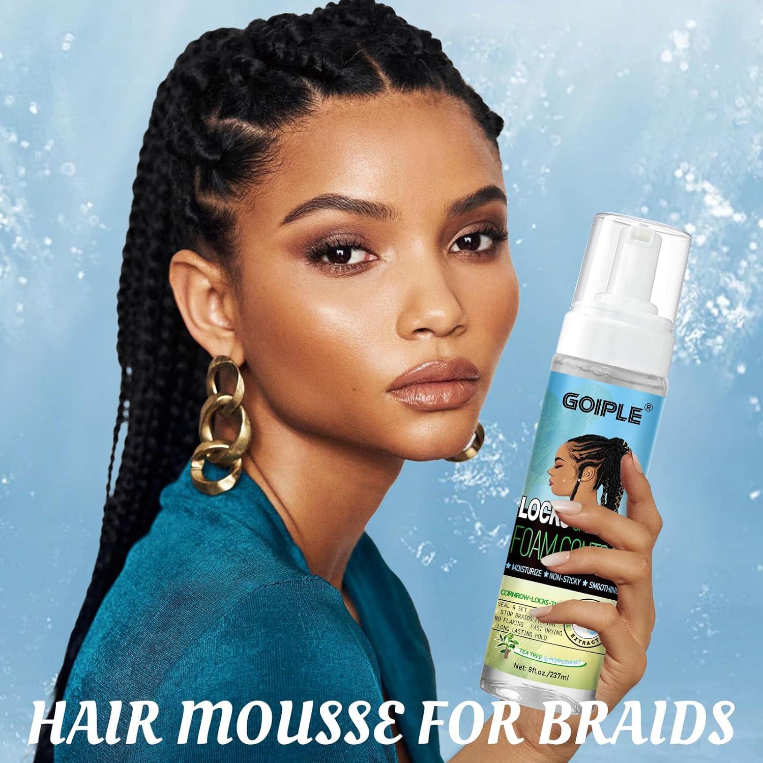 image8 fl oz Braid Foam Control Mousse Braiding Hair Mousse for Braids Twist Locs No Flake Extra Hold High Shine Style amp Moisturizes Nourishes Lightweight Smooth No Greasy Tea Treetea tree8 fl oz