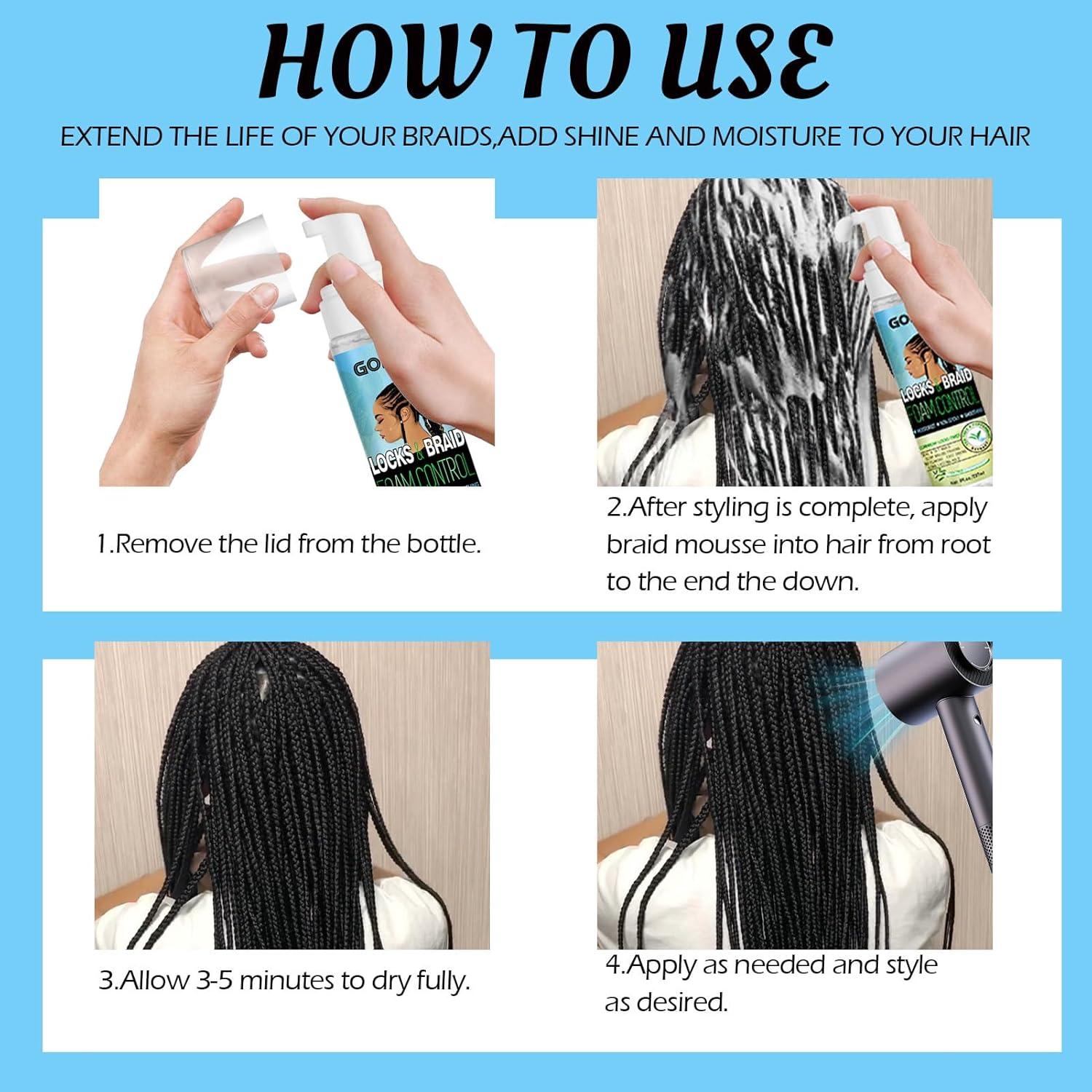 image8 fl oz Braid Foam Control Mousse Braiding Hair Mousse for Braids Twist Locs No Flake Extra Hold High Shine Style amp Moisturizes Nourishes Lightweight Smooth No Greasy Tea Treetea tree8 fl oz