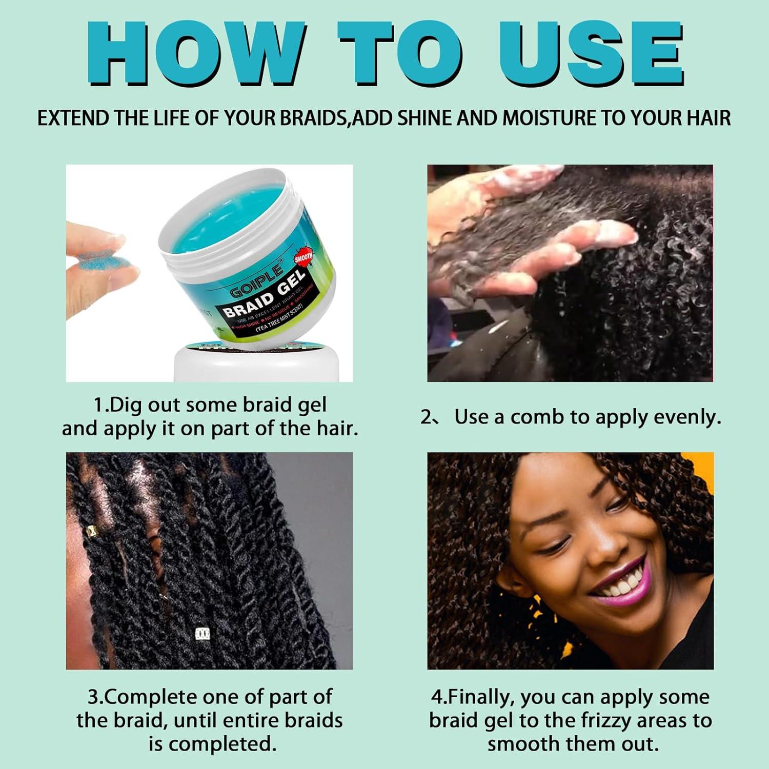 image88OZ Strong Hold Braiding Gel for Twists Locs Cornrows Tames Frizz High Shine No Flake Easy Edge Controlbraid gel16oz Tea Tree
