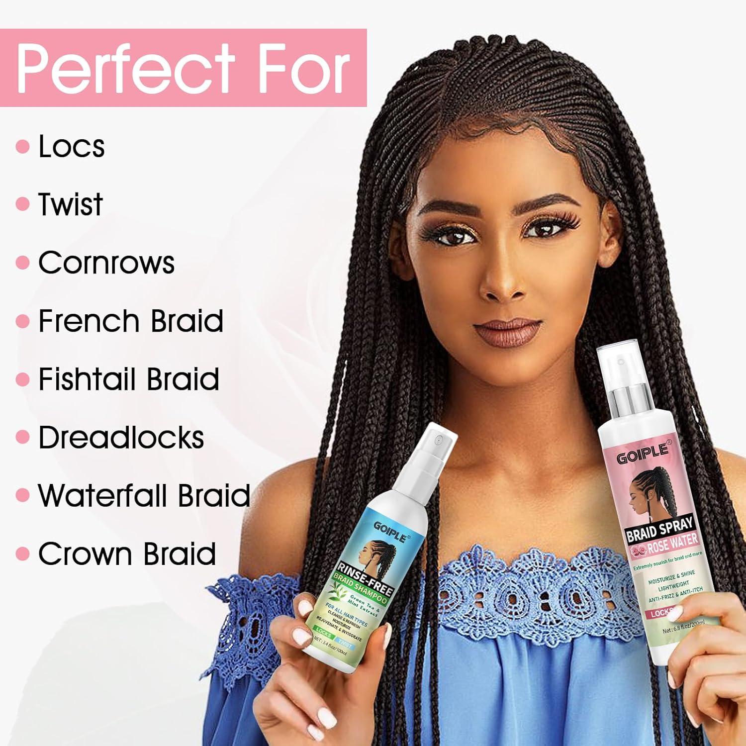 imageBraid Foam Control Mousse Braiding Mousse NoWater Braid Shampoo for Braids Twist Locs Hair Foaming No Flake Extra Hold RinseFree Dreadlock Shampoo for BuildUp Odor Itch amp Flakes2PCSbraid shampoo braid spray2pcs