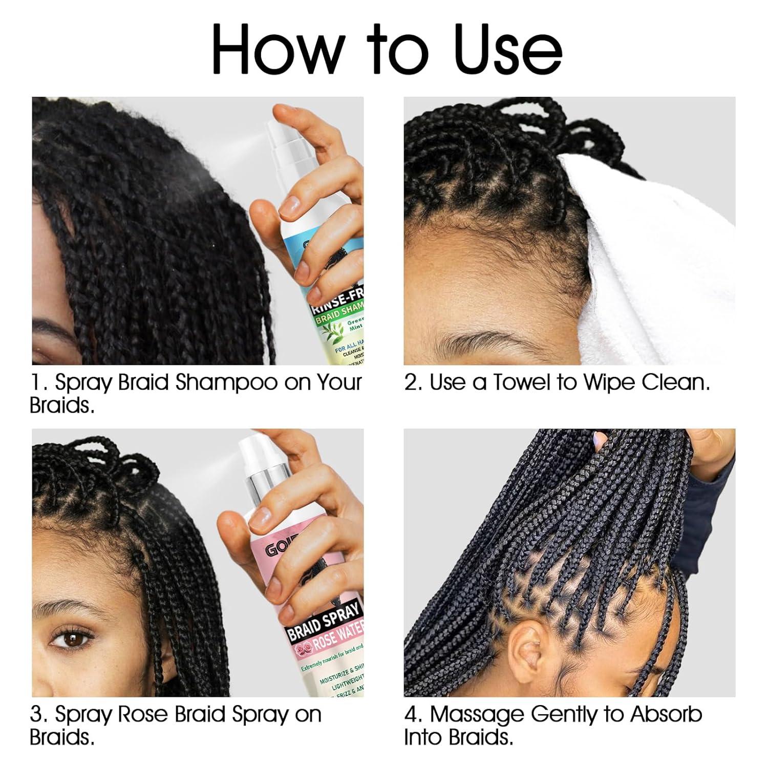 imageBraid Foam Control Mousse Braiding Mousse NoWater Braid Shampoo for Braids Twist Locs Hair Foaming No Flake Extra Hold RinseFree Dreadlock Shampoo for BuildUp Odor Itch amp Flakes2PCSbraid shampoo braid spray2pcs