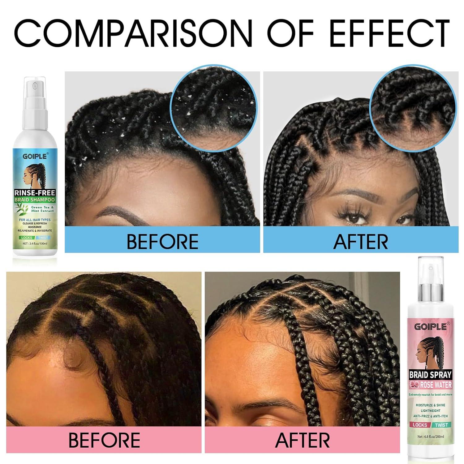 imageBraid Foam Control Mousse Braiding Mousse NoWater Braid Shampoo for Braids Twist Locs Hair Foaming No Flake Extra Hold RinseFree Dreadlock Shampoo for BuildUp Odor Itch amp Flakes2PCSbraid shampoo braid spray2pcs