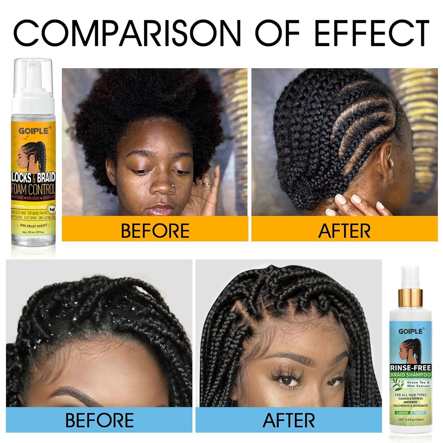 imageBraid Foam Control Mousse Braiding Mousse NoWater Braid Shampoo for Braids Twist Locs Hair Foaming No Flake Extra Hold RinseFree Dreadlock Shampoo for BuildUp Odor Itch amp Flakes2PCSbraid shampoo braid mousse2pcs