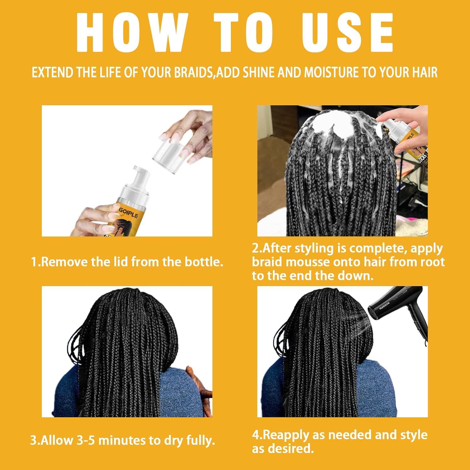 imageBraid and Loc Mousse for Hair Braiding Twists Braids and Locs No Flake Extra Hold High Shine Moisturizing Frizz Control Lightweight Easy Application with Leopard Silky Duragbraid mousseleopard