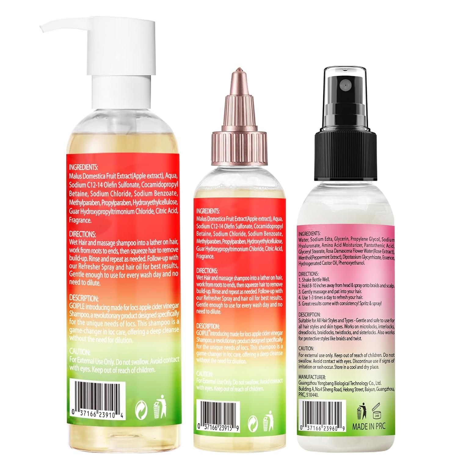 imageRose Spray for Hair Loc Rose Water Hair Scalp Moisturizer 2 in 1 Deep Clean amp Conditioner Apple Cider Vinegar Shampoo Briad Shampoo For Dreadlocks Locs Twist Foam Sulfate Free for Curly Hair 3PCS