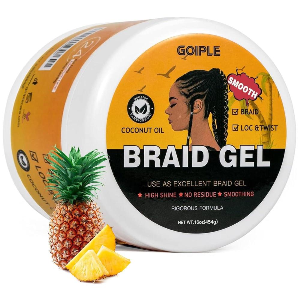 image88OZ Strong Hold Braiding Gel for Twists Locs Cornrows Tames Frizz High Shine No Flake Easy Edge Controlbraid gel16oz