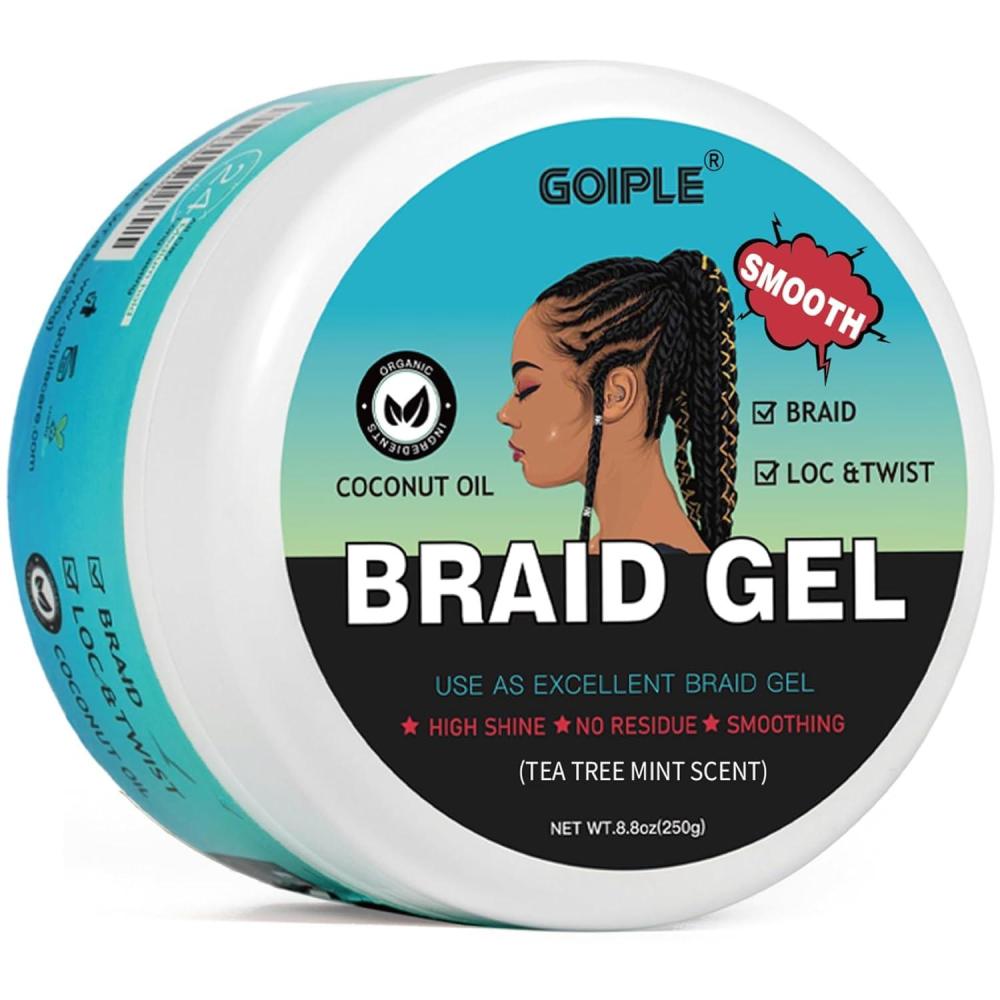 image88OZ Strong Hold Braiding Gel for Twists Locs Cornrows  Tames Frizz High Shine No Flake Easy Edge Controlbraid gel88ozTea Tree