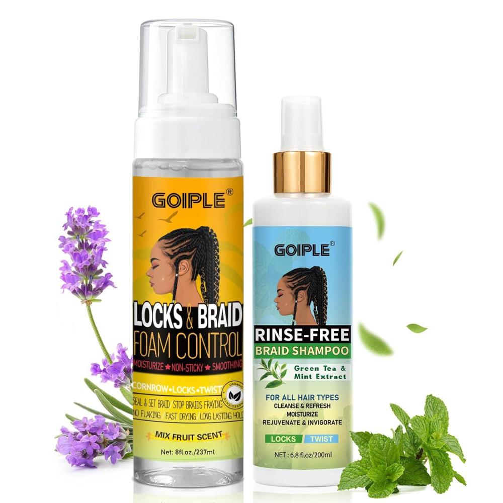 imageBraid Foam Control Mousse Braiding Mousse NoWater Braid Shampoo for Braids Twist Locs Hair Foaming No Flake Extra Hold RinseFree Dreadlock Shampoo for BuildUp Odor Itch amp Flakes2PCSbraid shampoo braid mousse2pcs