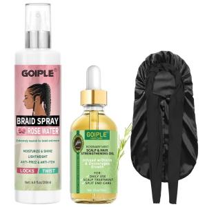 6.8 fl oz Braid Spray Rose Mint for Dreads, Dreadlocks, Locks Spray Rose Water for Itchy Scalp, Shine & Lightweight for Dull Hair Twists, Cornrows, Box Braids Moisturizer(2.27 Fl Oz (Pack of 3))