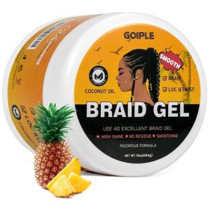8.8OZ Strong Hold Braiding Gel for Twists, Locs, Cornrows – Tames Frizz, High Shine, No Flake, Easy Edge Control(braid gel-16oz)