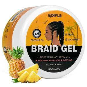 8.8OZ Strong Hold Braiding Gel for Twists, Locs, Cornrows – Tames Frizz, High Shine, No Flake, Easy Edge Control(braid gel-8.8oz)