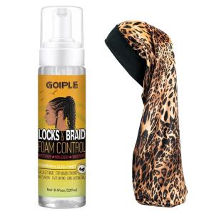 Braid and Loc Mousse for Hair Braiding, Twists, Braids and Locs – No Flake, Extra Hold, High Shine, Moisturizing, Frizz Control, Lightweight, Easy Application, with Leopard Silky Du-rag(braid mousse-leopard)