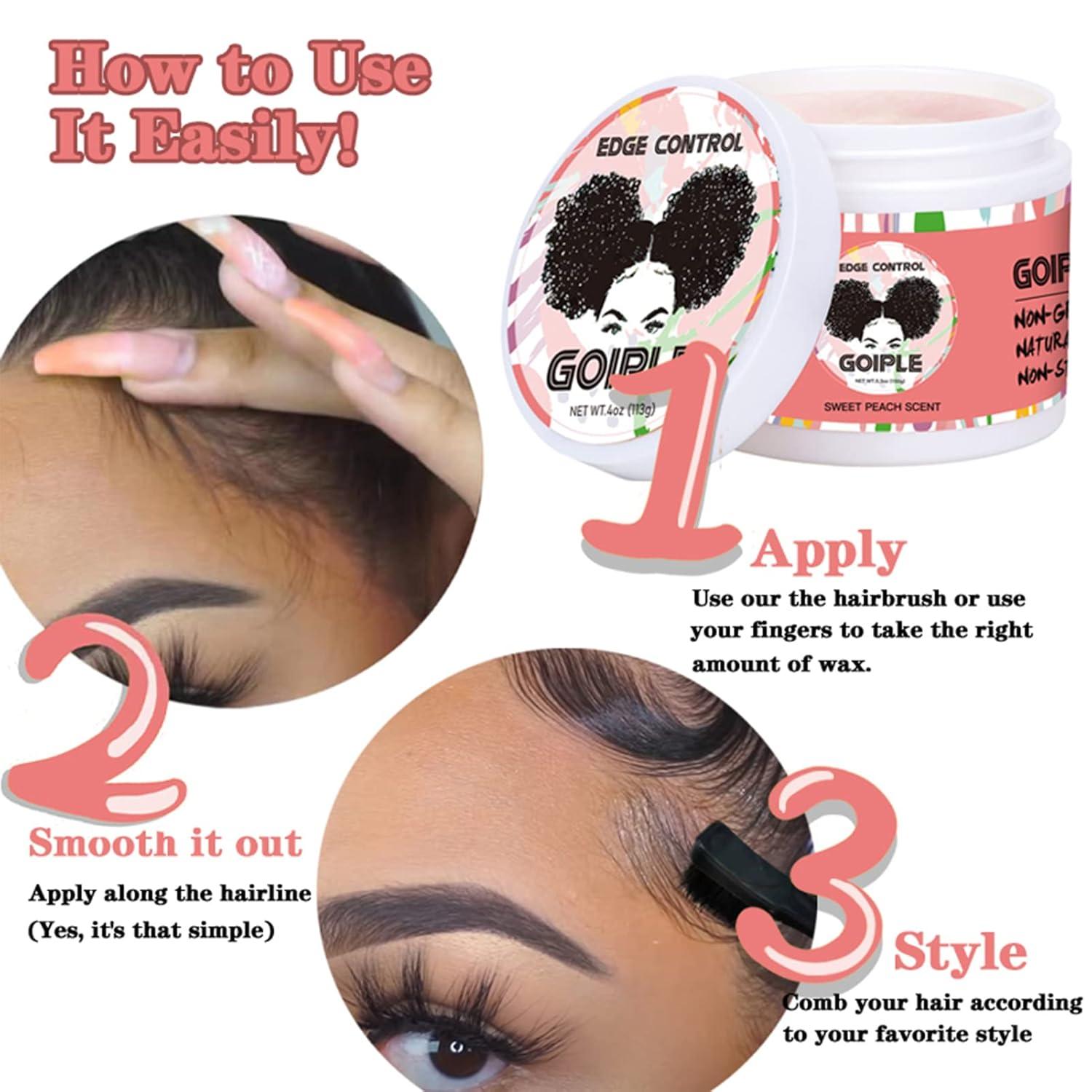 image88oz Edge Control Wax for Women Strong Hold Nongreasy Edge Control Smoother Edge Wax Styling Gel Edge Control for Black Hair No Flaking White Residue Shine and Smooth Sweet Peachedge control4oz