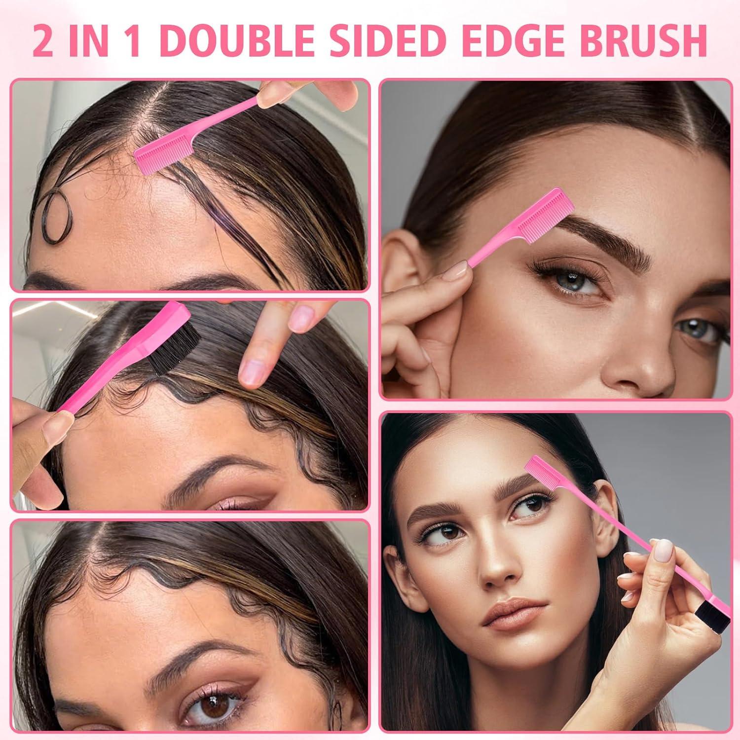 imageBoar Bristle Slick Back Hair Brush for Smooth Flyaways Frizz Sleek Ponytail Buns and Edge Baby Hair Hair Comb Edge Brush Teasing Brush Styling Accessories for Girls Kids Women amp Men