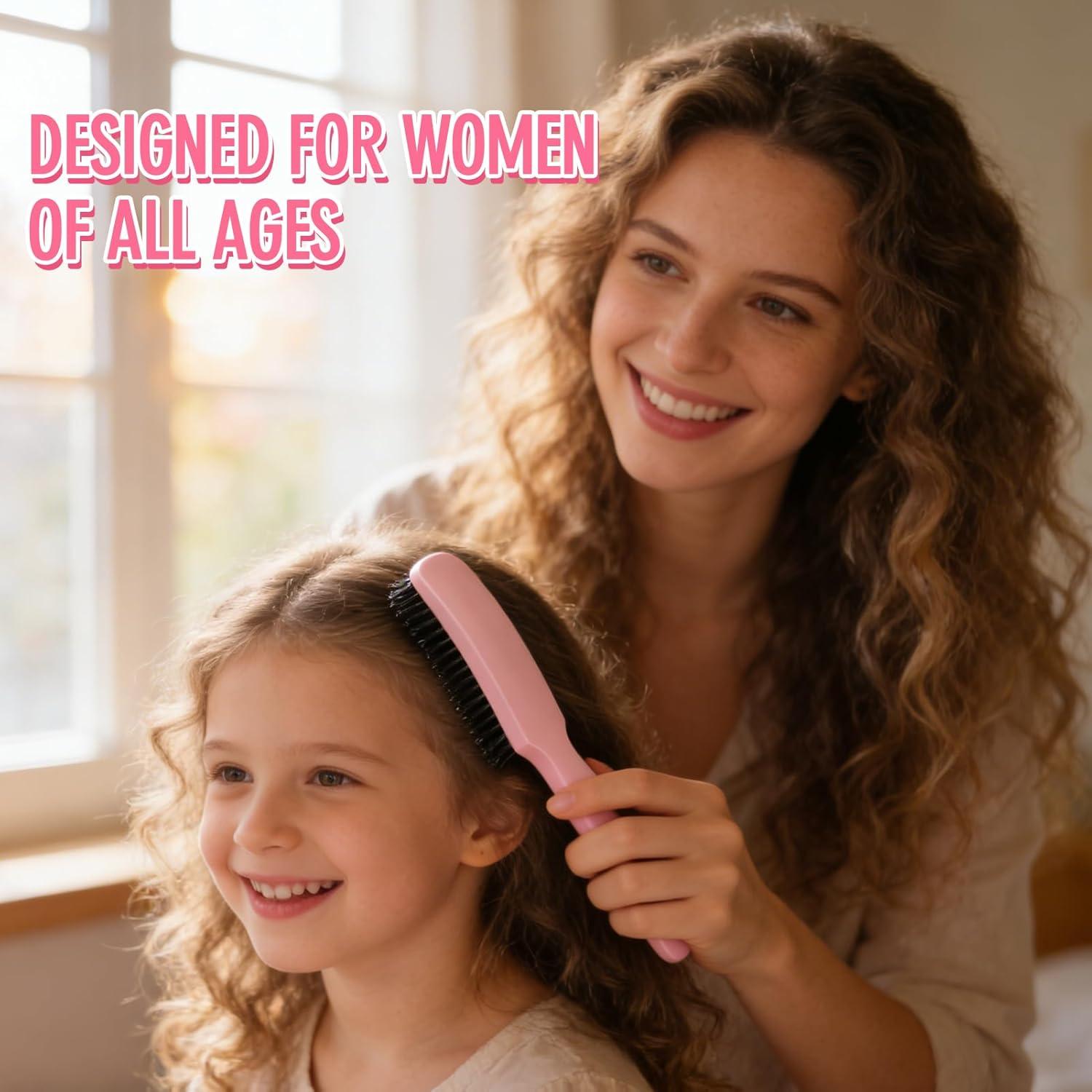 imageBoar Bristle Slick Back Hair Brush for Smooth Flyaways Frizz Sleek Ponytail Buns and Edge Baby Hair Hair Comb Edge Brush Teasing Brush Styling Accessories for Girls Kids Women amp Men