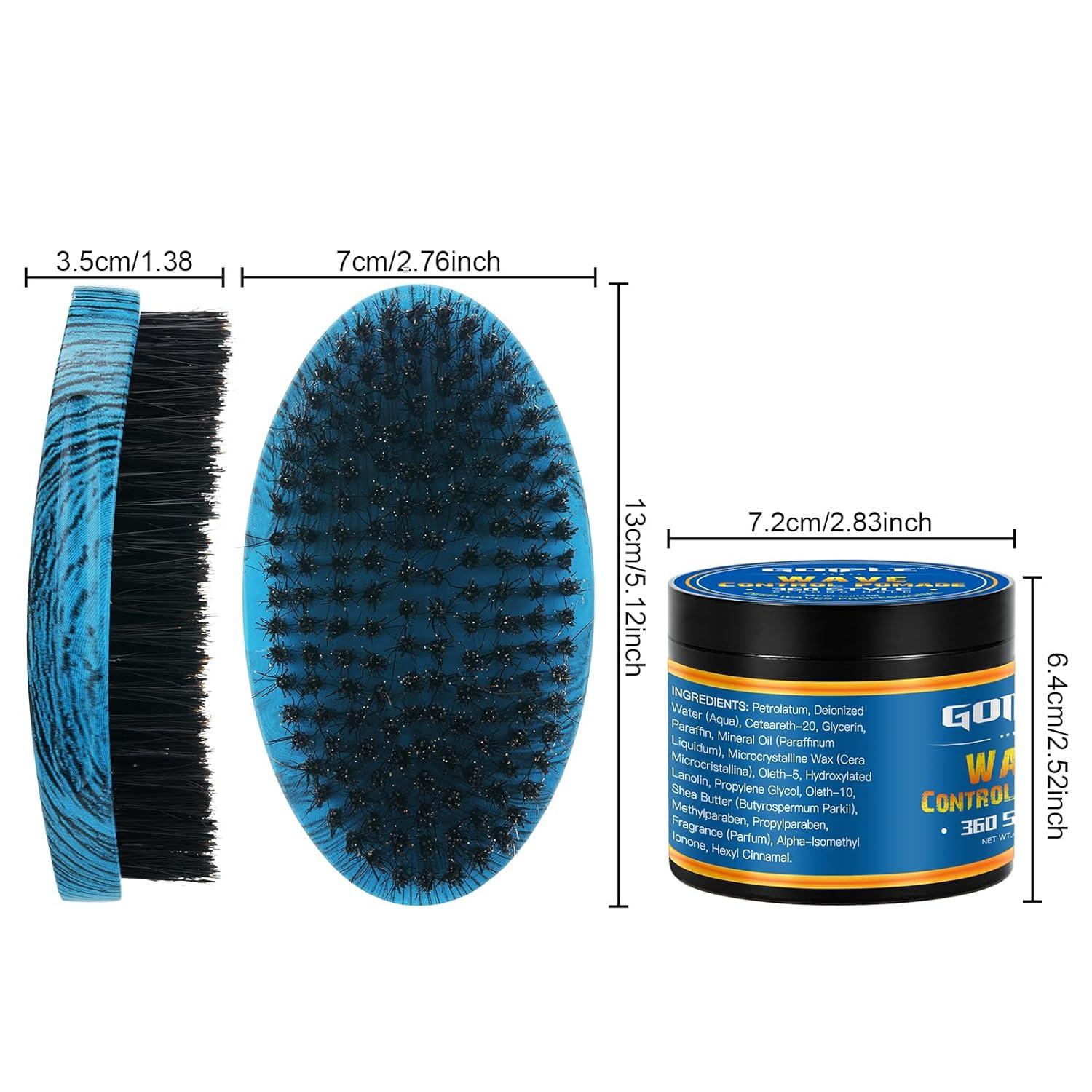 imageCurved 360 Wave Brush For Black Men Medium Hard Palm Brush for Laying Down Waves Made with Natural Boar Bristle and Wood Easy to Hold Wave Pomade Strong Hold for Creating 360 Layer Hair Waves