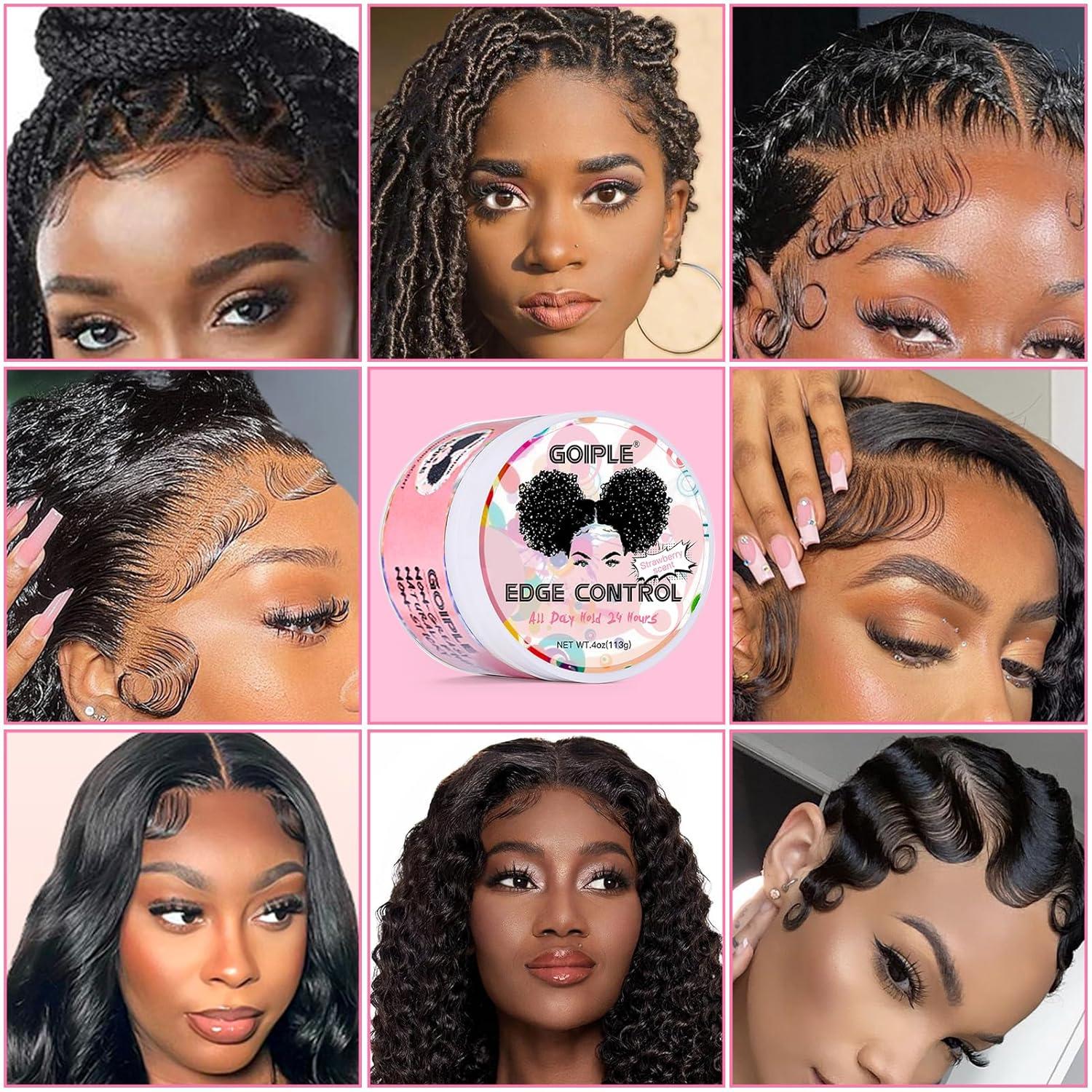 imageEdge Control Wax Strong Hold Nongreasy Hair Styling Gel Edge Wax No Flaking Edge Control for Black Hair Edge Wax for Women RoseampBlack Castor Oil for Hair Growth Edge Brush Hair Braid Bonnetedge control black castor oil7pcs