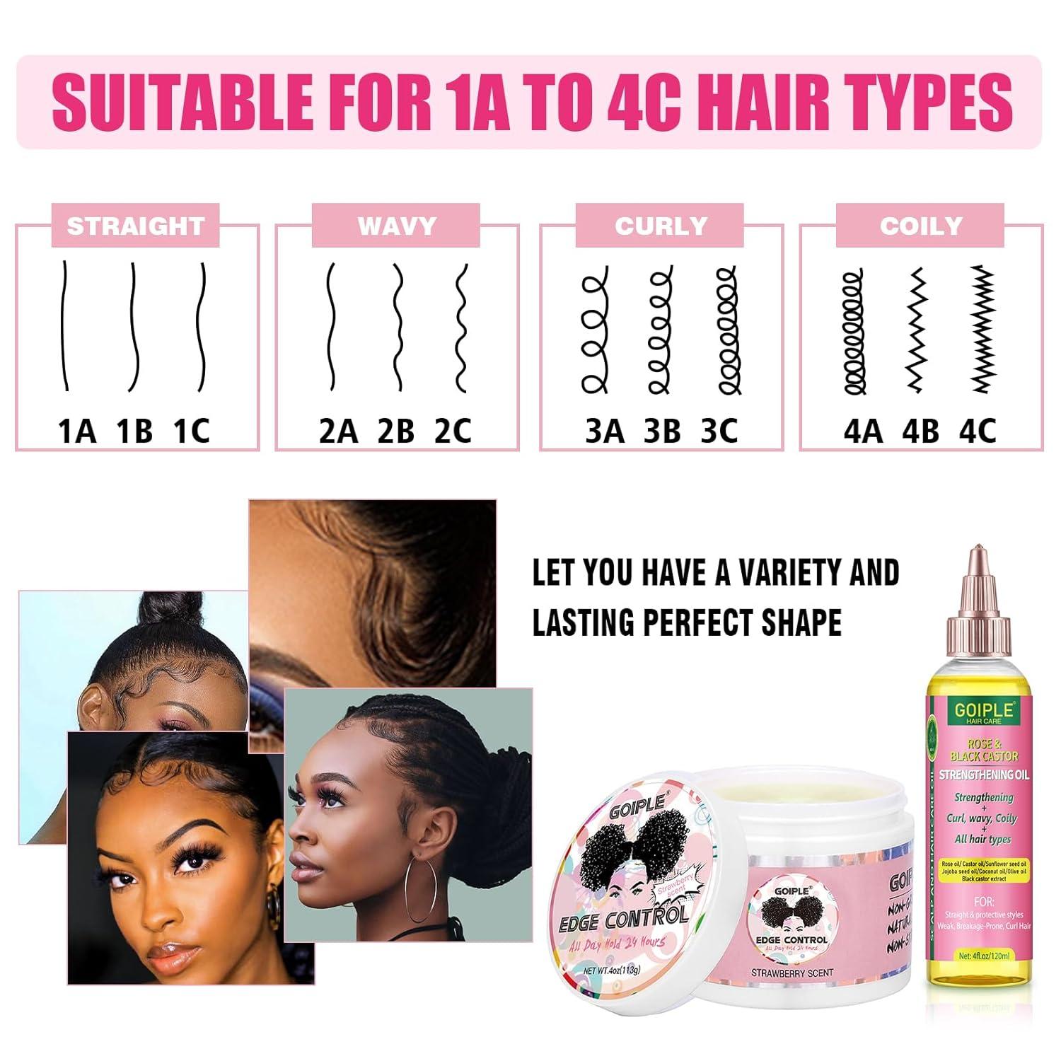 imageEdge Control Wax Strong Hold Nongreasy Hair Styling Gel Edge Wax No Flaking Edge Control for Black Hair Edge Wax for Women RoseampBlack Castor Oil for Hair Growth Edge Brush Hair Braid BonnetEdge Control Set7pcs