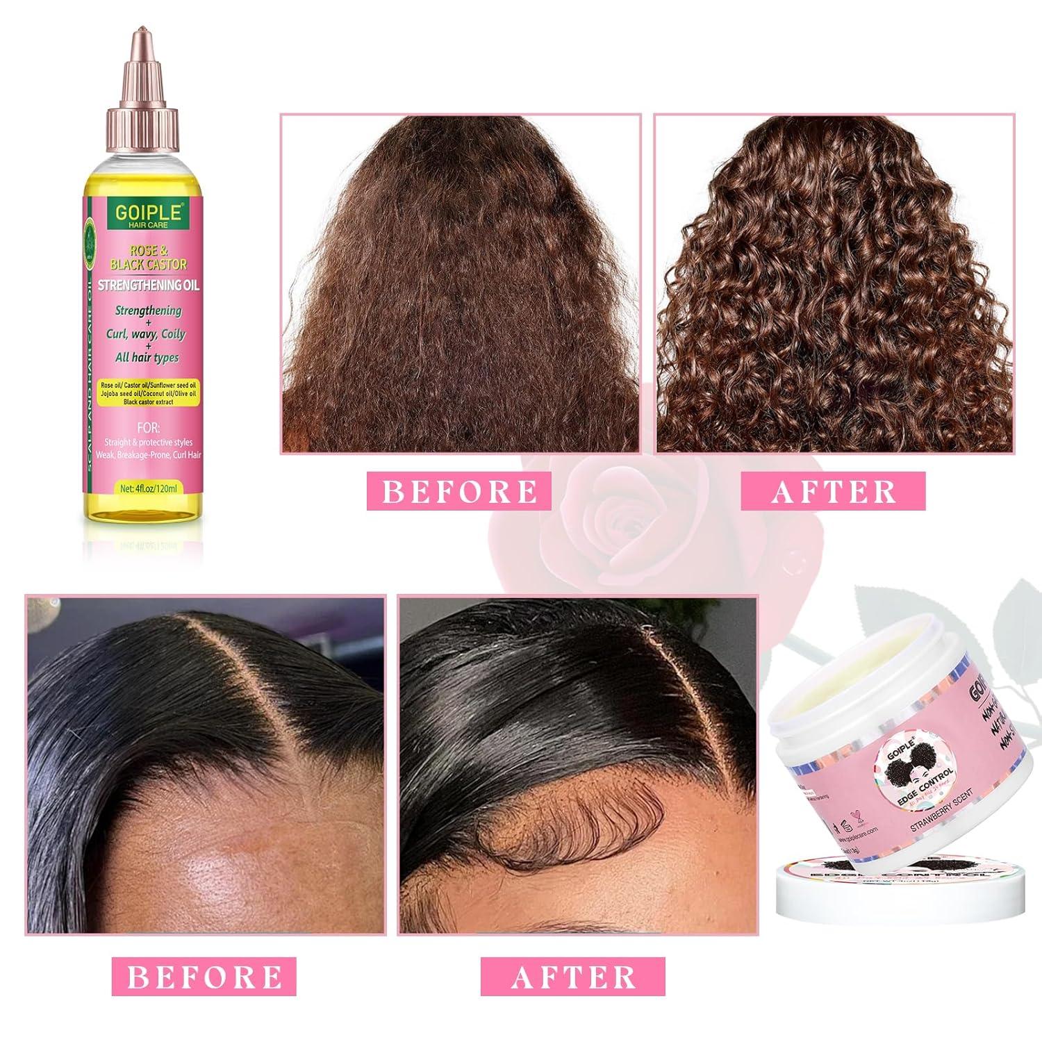 imageEdge Control Wax Strong Hold Nongreasy Hair Styling Gel Edge Wax No Flaking Edge Control for Black Hair Edge Wax for Women RoseampBlack Castor Oil for Hair Growth Edge Brush Hair Braid Bonnetedge control black castor oil7pcs