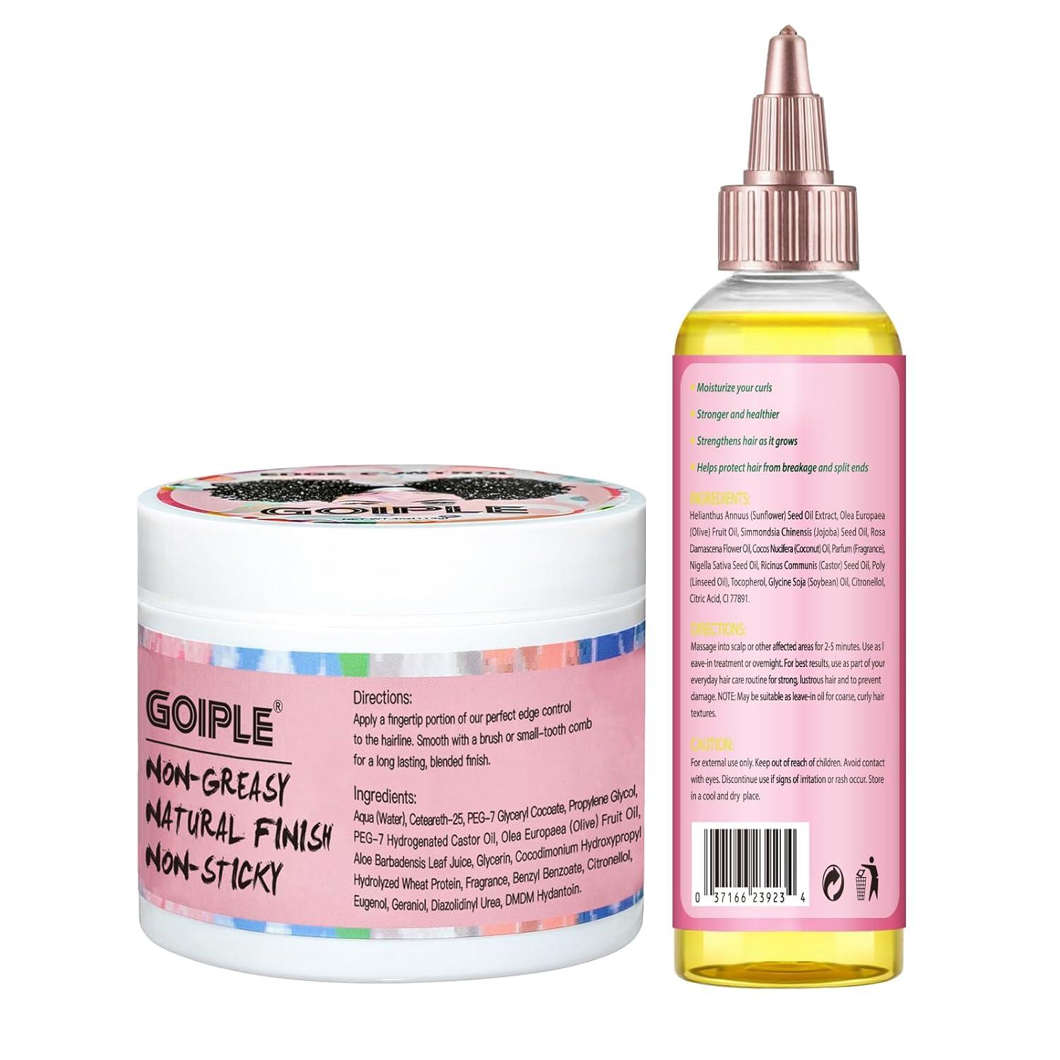 imageEdge Control Wax Strong Hold Nongreasy Hair Styling Gel Edge Wax No Flaking Edge Control for Black Hair Edge Wax for Women RoseampBlack Castor Oil for Hair Growth Edge Brush Hair Braid Bonnetedge control black castor oil7pcs