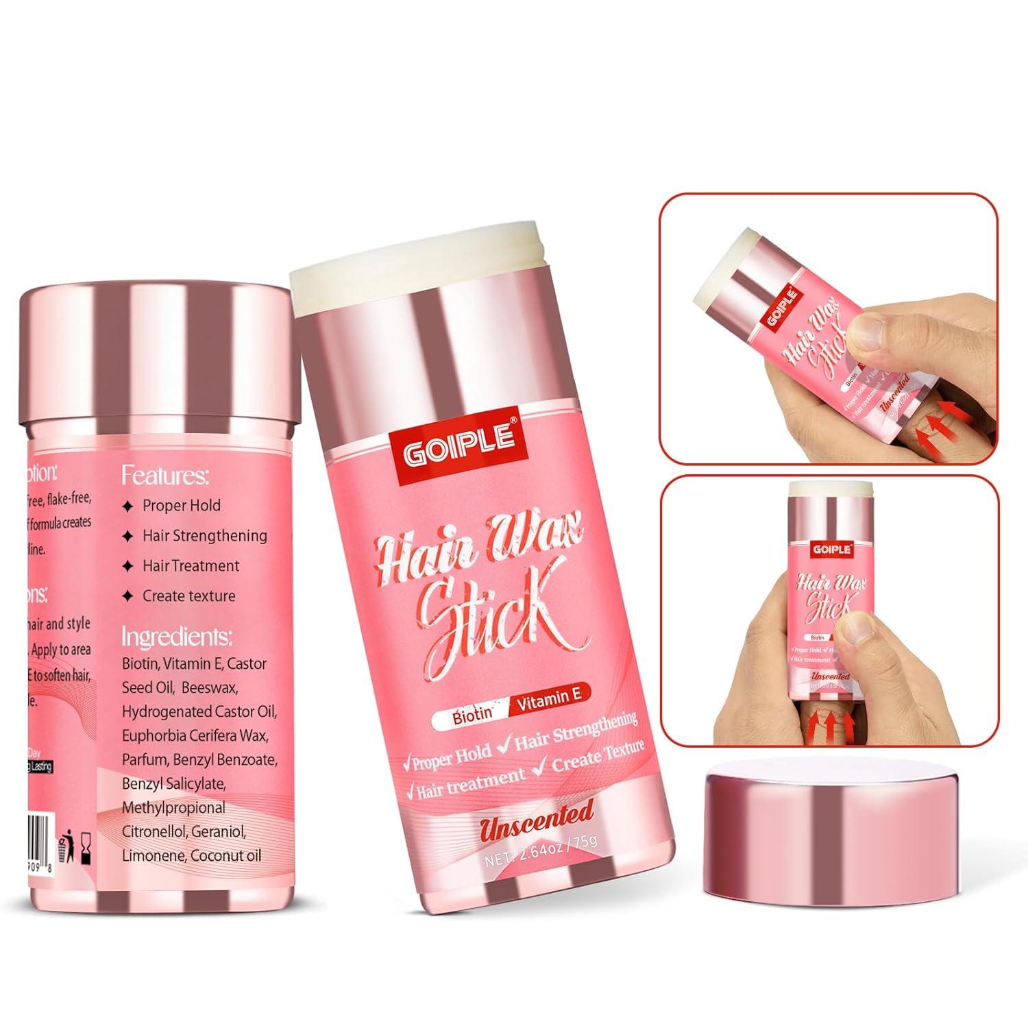 imageGoiple Hair Wax Stick for Hair Nongreasy Styling Hair Pomade Stick Hair Styling Waxes Nourishing Accessories for Men Women amp Kids Wax Stick for Flyaways Hair Care Slick Back Stickhair wax stick264oz