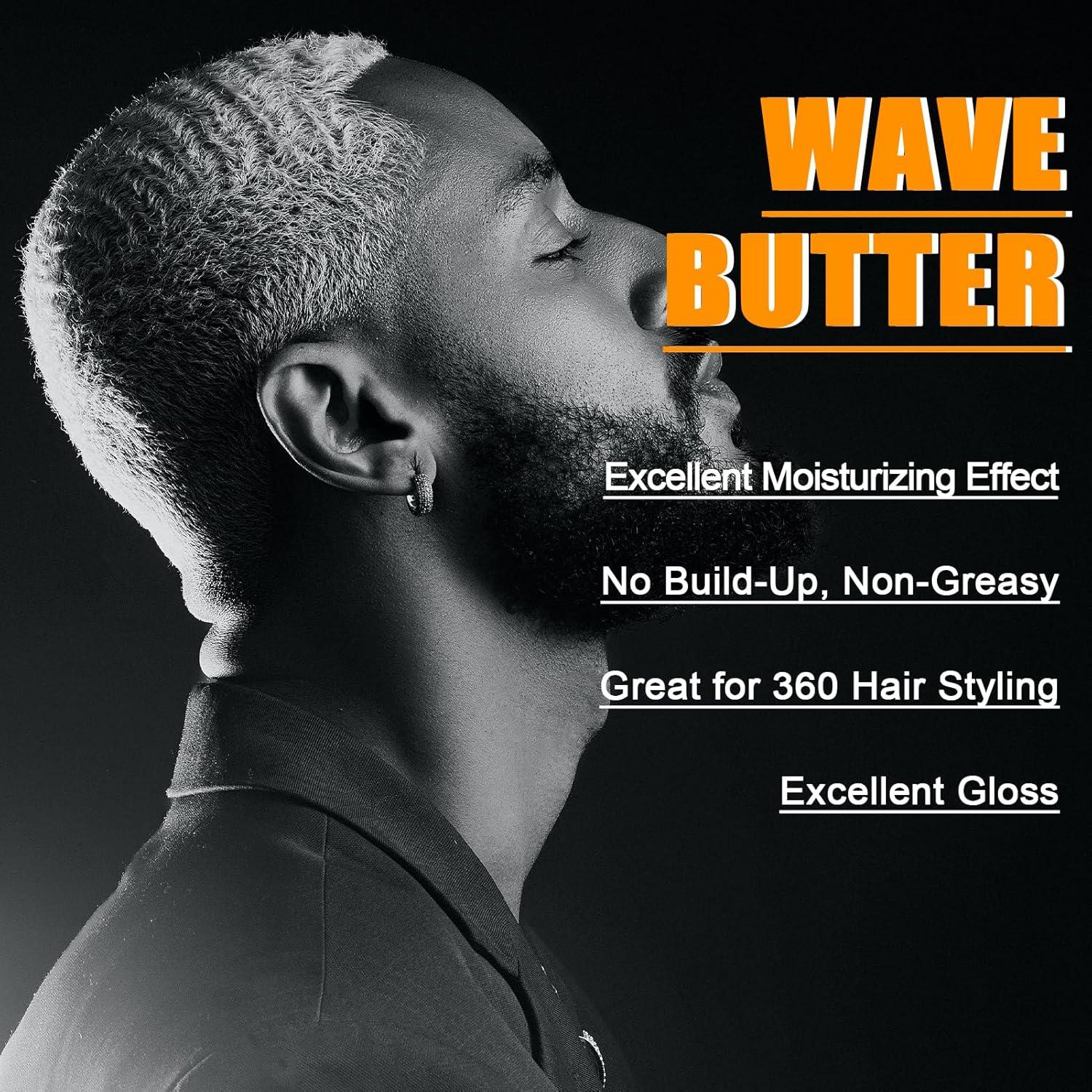 imageGoiple Wave Butter 360 Wave Grease for Men Wave Butter for Layered Waves Moisture Control and Silky Shine All Natural Wave Cream with Shea Butter and Beeswax for Wolfing 35 OZ
