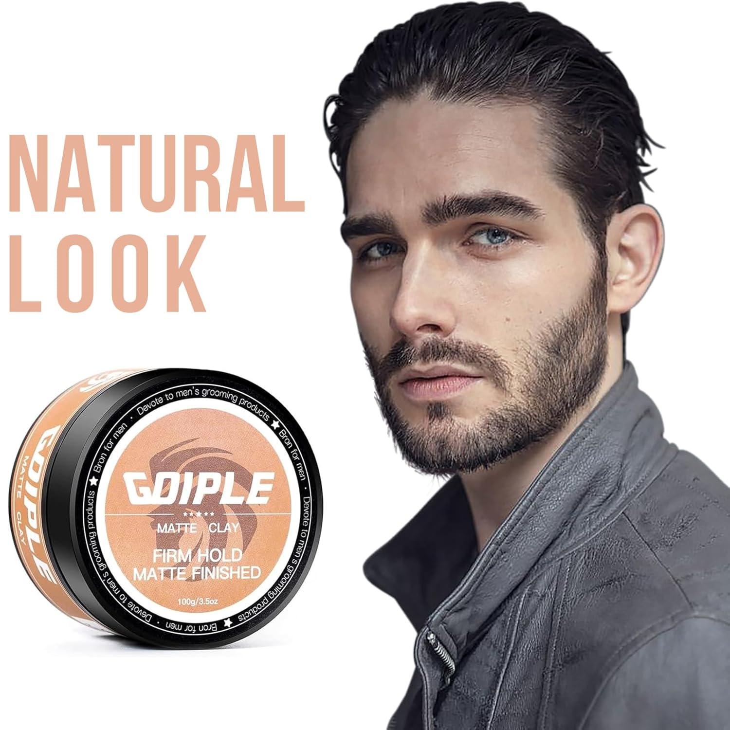 imageHair Styling Clay Matte Finish Hair Paste for Men Water Based Matte Texture Clay Pomade Ideal for All Mens Hair Types 100g 35ozhair clay2pcs