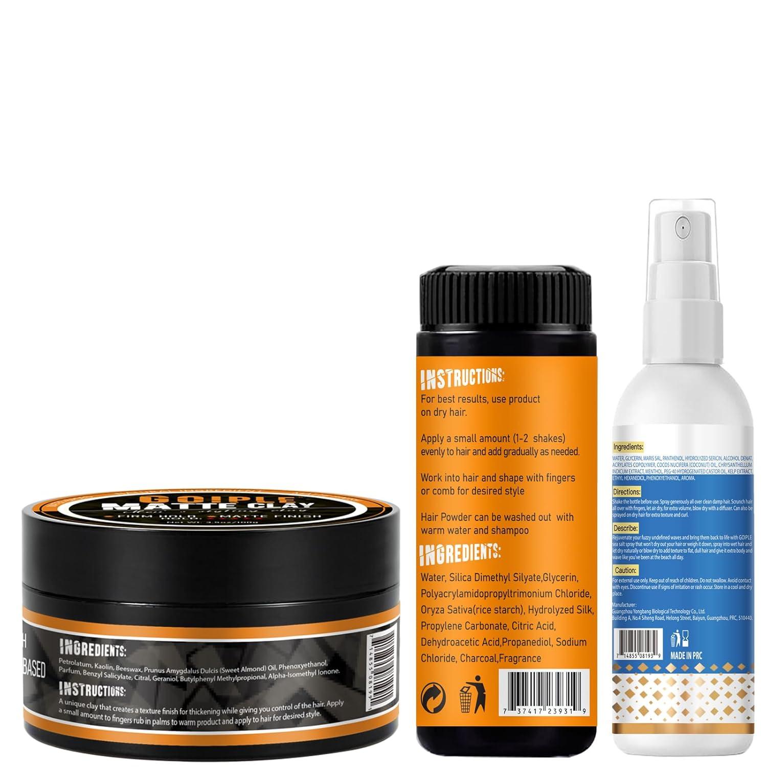 imageHair Styling Clay Matte Finish Hair Paste for Men Water Based Matte Texture Clay Pomade Ideal for All Mens Hair Types 100g 35ozhair clay3pcs
