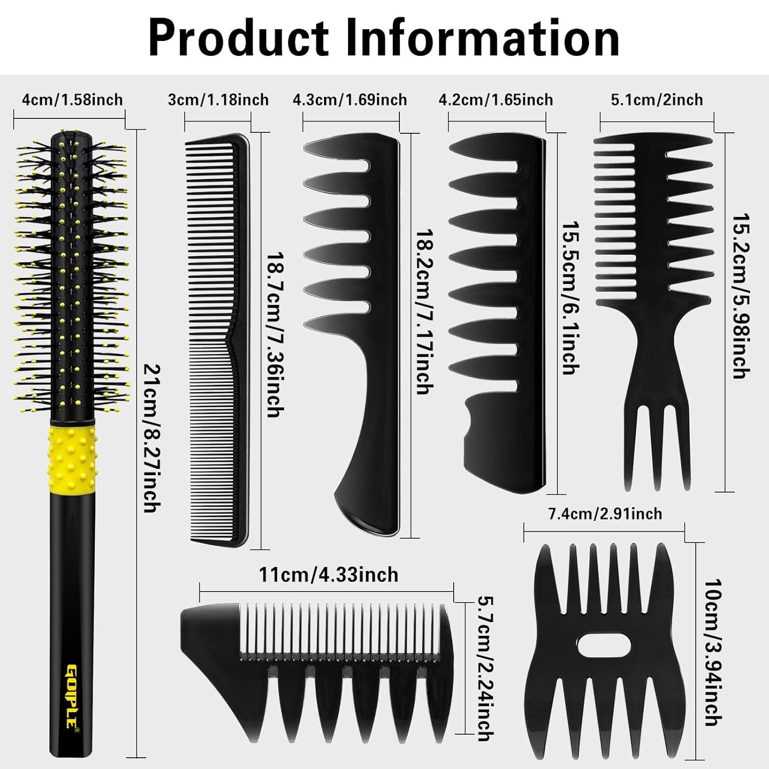 imageHair Styling Combs Set Wide Tooth Texture Comb For Men Christmas Gift for Men Barber Brush Comb Set Barber Tools for All Types Hair Styling Powder for Mens Texture Powder Flexible Hold Matte Finishyellow