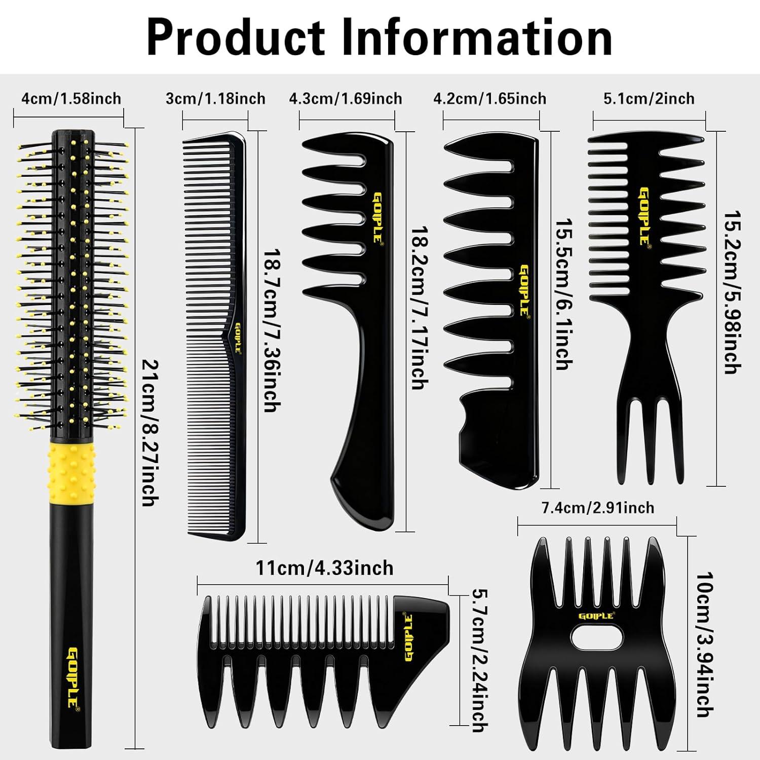 imageHair Styling Combs Set Wide Tooth Texture Comb For Men Christmas Gift for Men Barber Brush Comb Set Barber Tools for All Types Hair Styling Powder for Mens Texture Powder Flexible Hold Matte Finishblack