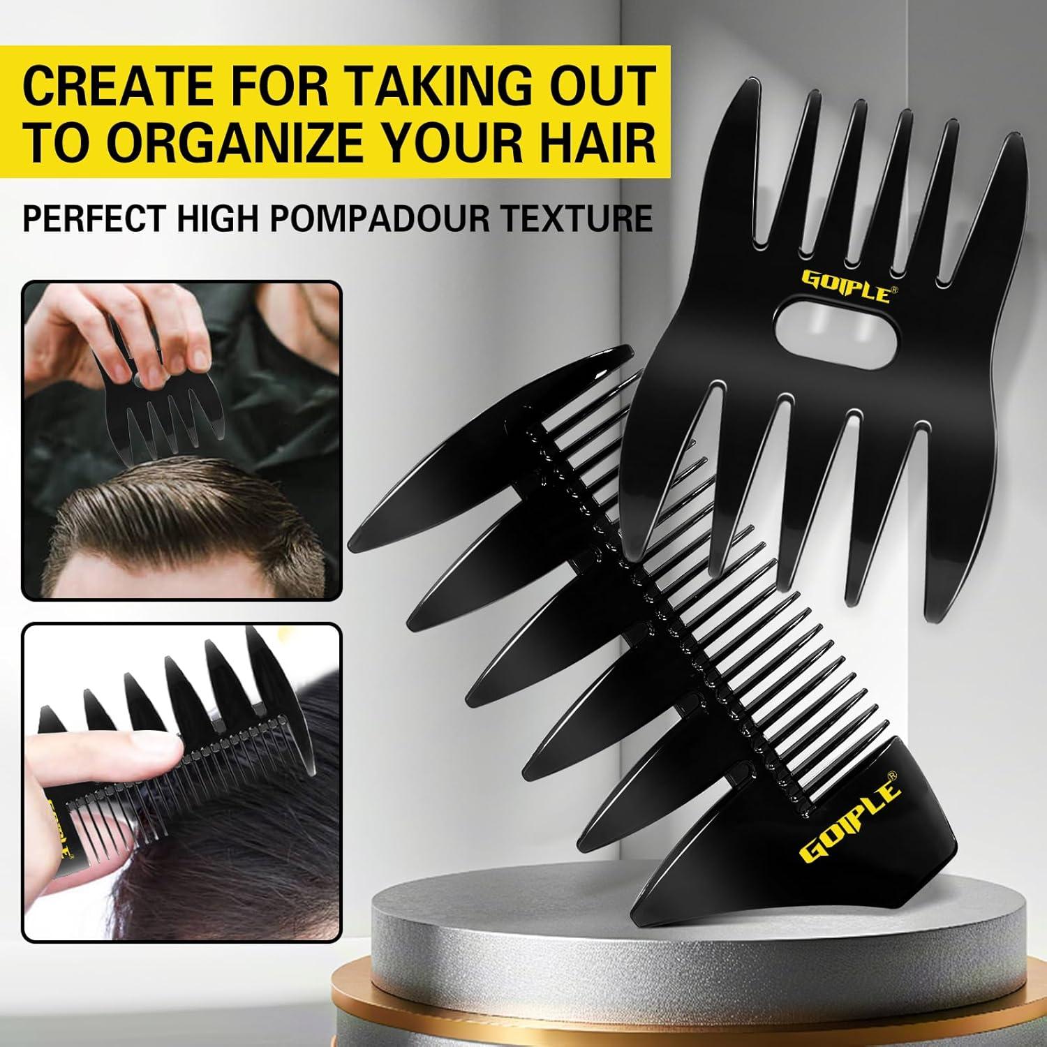 imageHair Styling Combs Set Wide Tooth Texture Comb For Men Christmas Gift for Men Barber Brush Comb Set Barber Tools for All Types Hair Styling Powder for Mens Texture Powder Flexible Hold Matte Finishblack