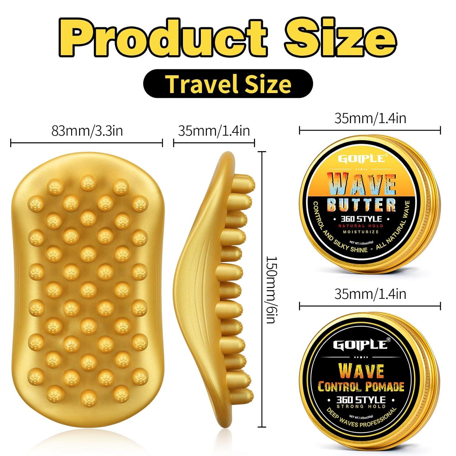 imageHair Twist Sponge Brush Twist Styler Comb for Black Men Washable Afro Curl Sponge Racket for Barbers amp Daily Use Ideal for Coiled 4C Hair Wave Pomade Butter Rubber Large Tooth Brush Set Gold