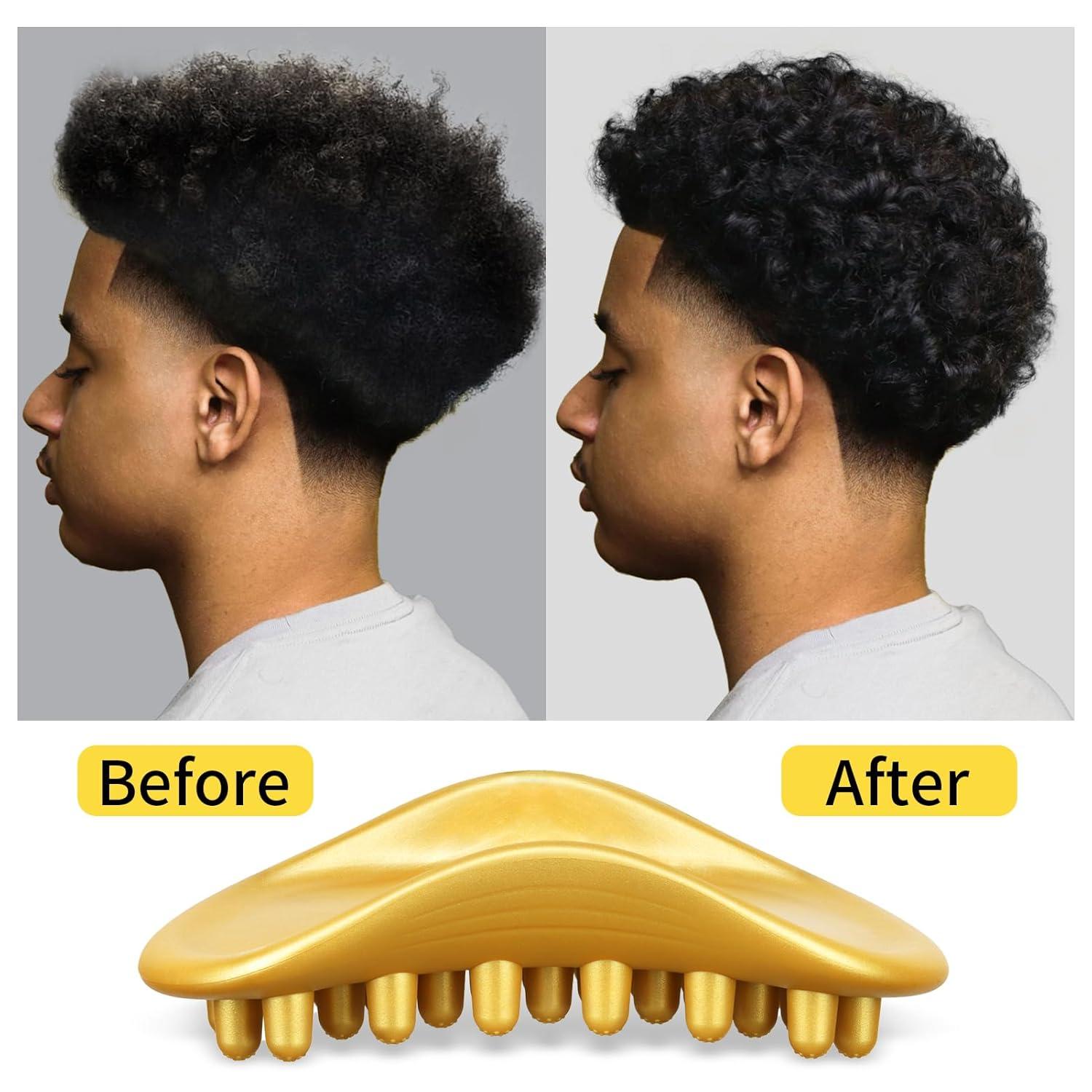 imageHair Twist Sponge Brush Twist Styler Comb for Black Men Washable Afro Curl Sponge Racket for Barbers amp Daily Use Ideal for Coiled 4C Hair Wave Pomade Butter Rubber Large Tooth Brush Set Gold