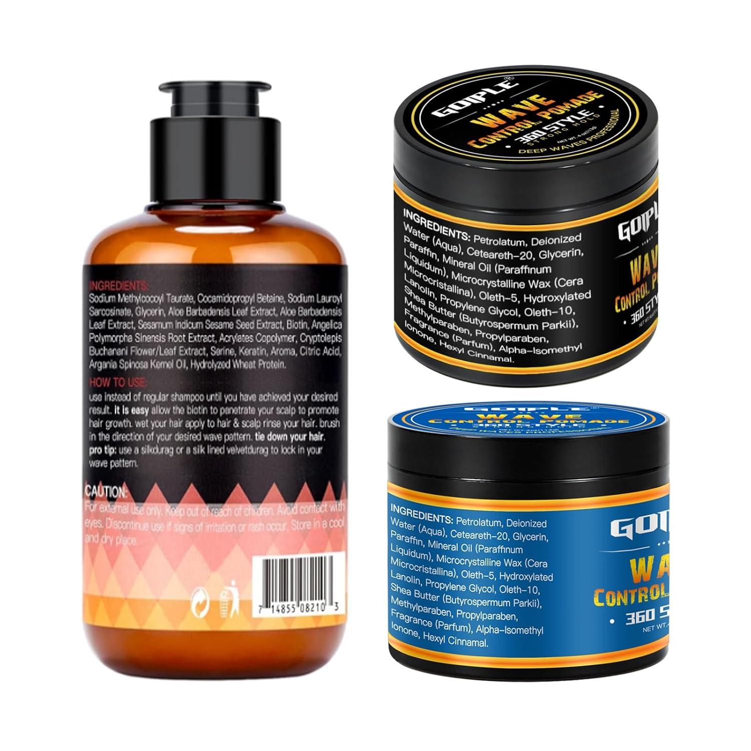 imageNatural Wave Pomade Strong Hold Easy Wash 360 Wave Training Hair Cream Waves Grease for Men WaterBased Hair Cream Moisture Control 360 Waves Wash Shampoo Enhance Waves Hair Shampoo for Black Men