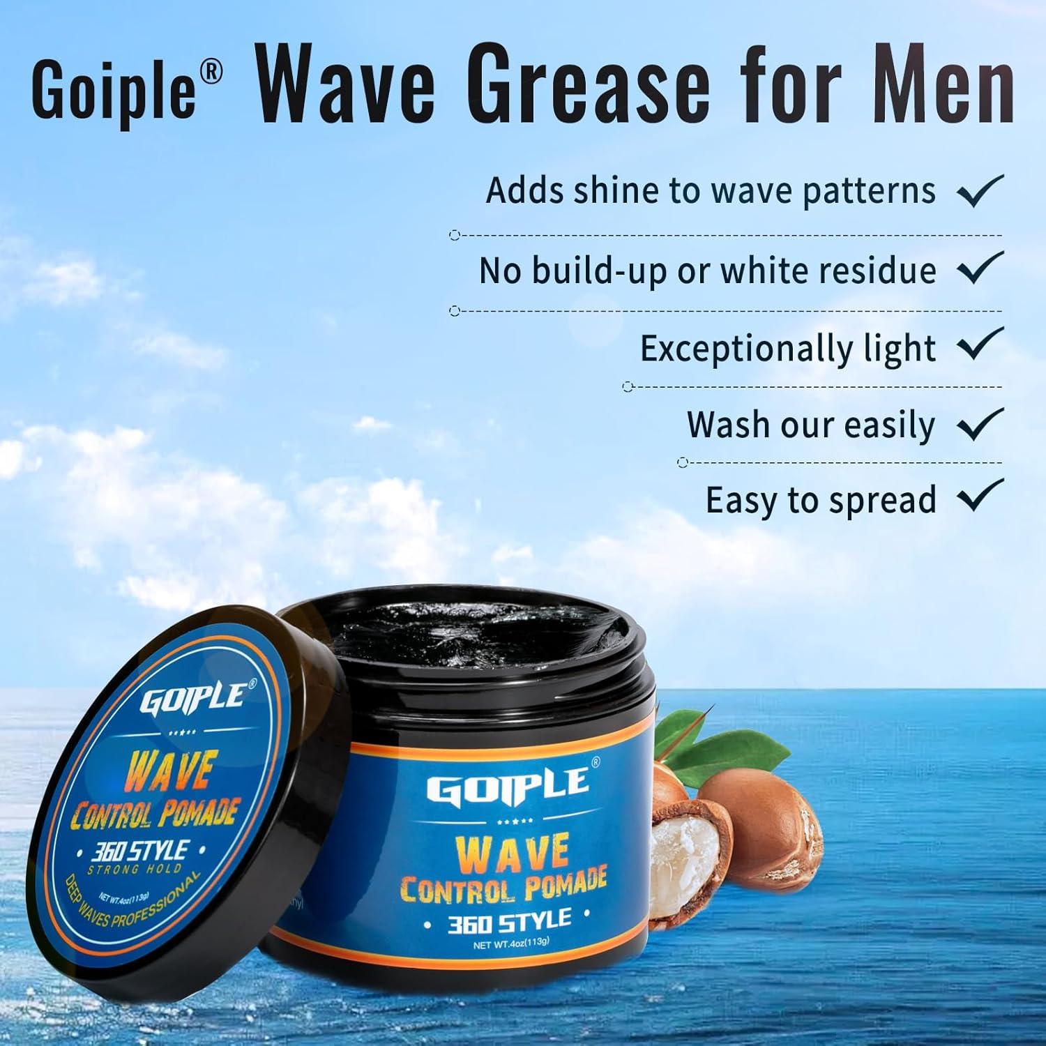 imageNatural Wave Pomade Strong Hold Easy Wash 360 Wave Training Hair Cream Waves Grease for Men WaterBased Hair Cream Moisture Control 360 Waves Wash Shampoo Enhance Waves Hair Shampoo for Black Men
