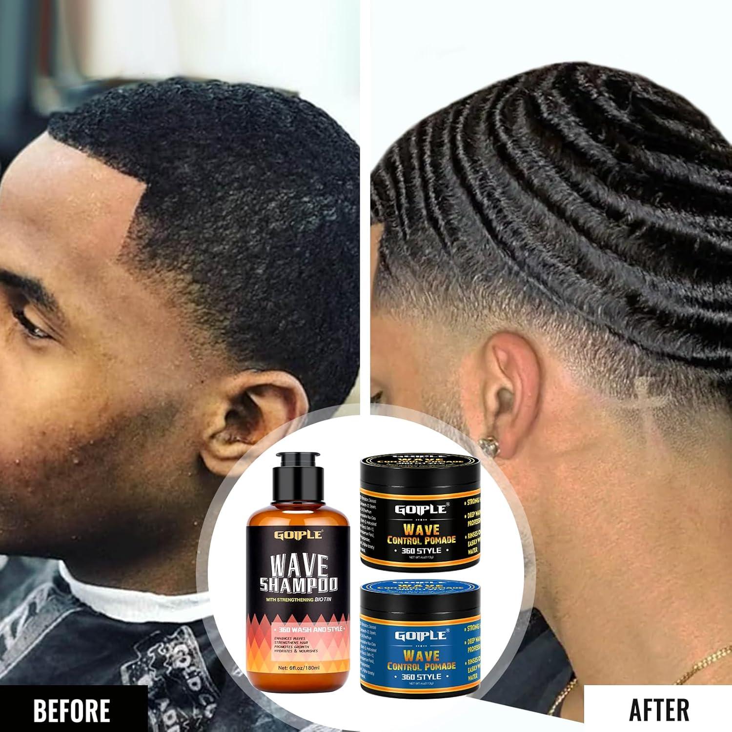 imageNatural Wave Pomade Strong Hold Easy Wash 360 Wave Training Hair Cream Waves Grease for Men WaterBased Hair Cream Moisture Control 360 Waves Wash Shampoo Enhance Waves Hair Shampoo for Black Men