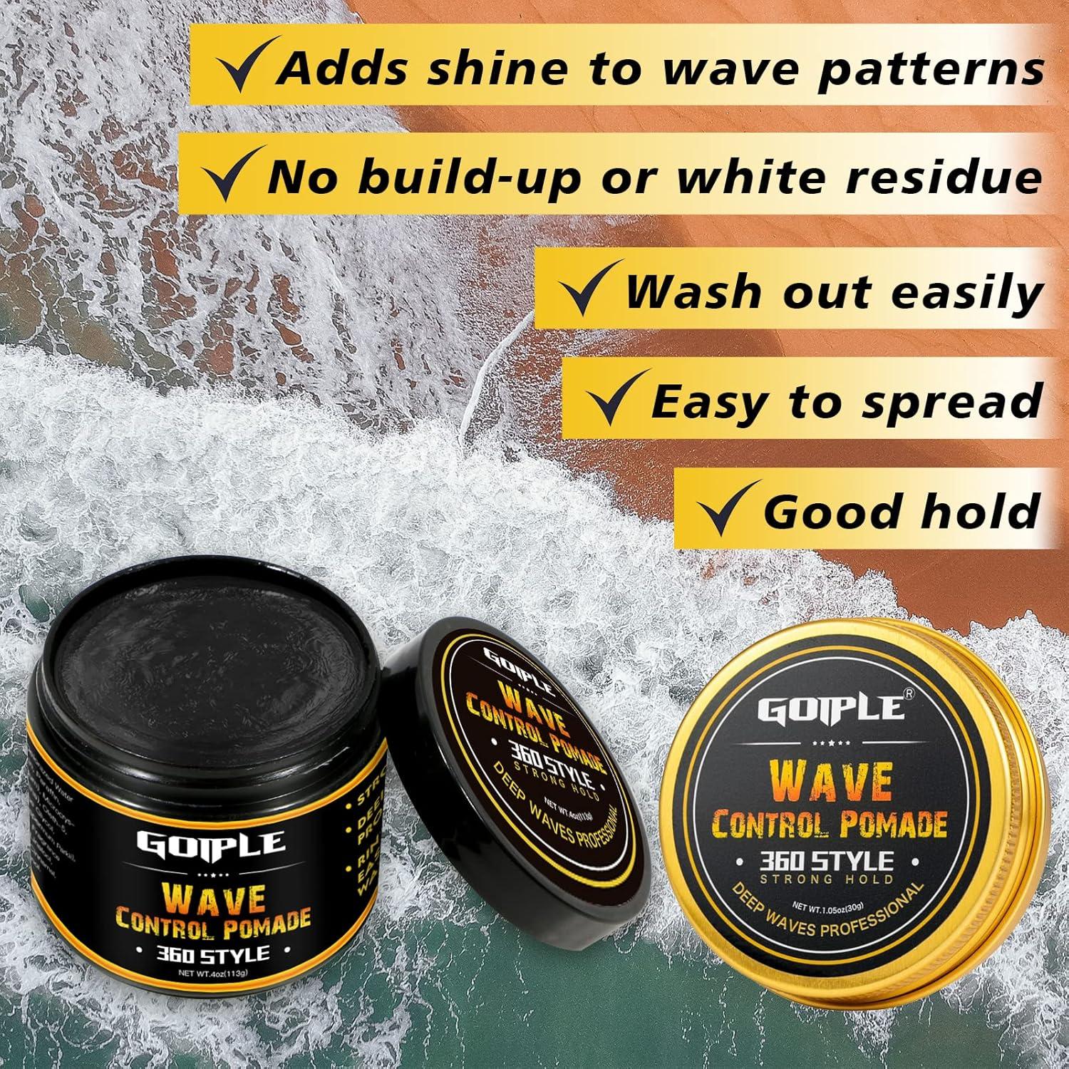 imageNatural Wave Pomade for Men Strong Hold Easy Wash 360 Wave Training Hair Cream Waves Grease for Men Promotes Layered Waves Moisture Control and Silky Shine 4oz4oz wave pomade5pcs