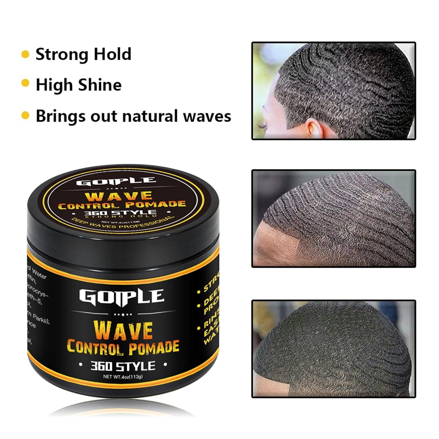 imageNatural Wave Pomade for Men Strong Hold Easy Wash 360 Wave Training Hair Cream Waves Grease for Men Promotes Layered Waves Moisture Control and Silky Shine 4oz4oz wave pomade1pc