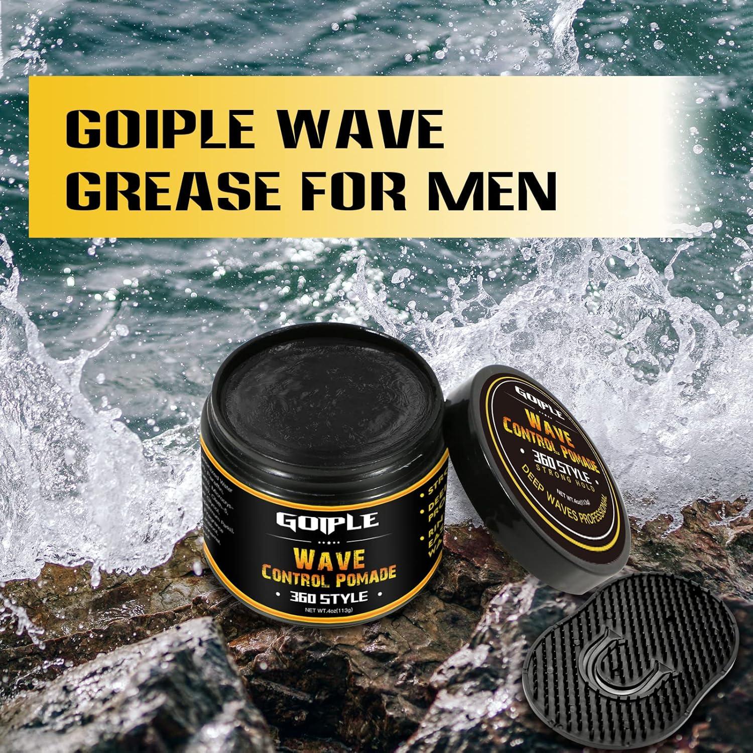 imageNatural Wave Pomade for Men Strong Hold Easy Wash 360 Wave Training Hair Cream Waves Grease for Men Promotes Layered Waves Moisture Control and Silky Shine 4oz4oz wave pomade4pcs