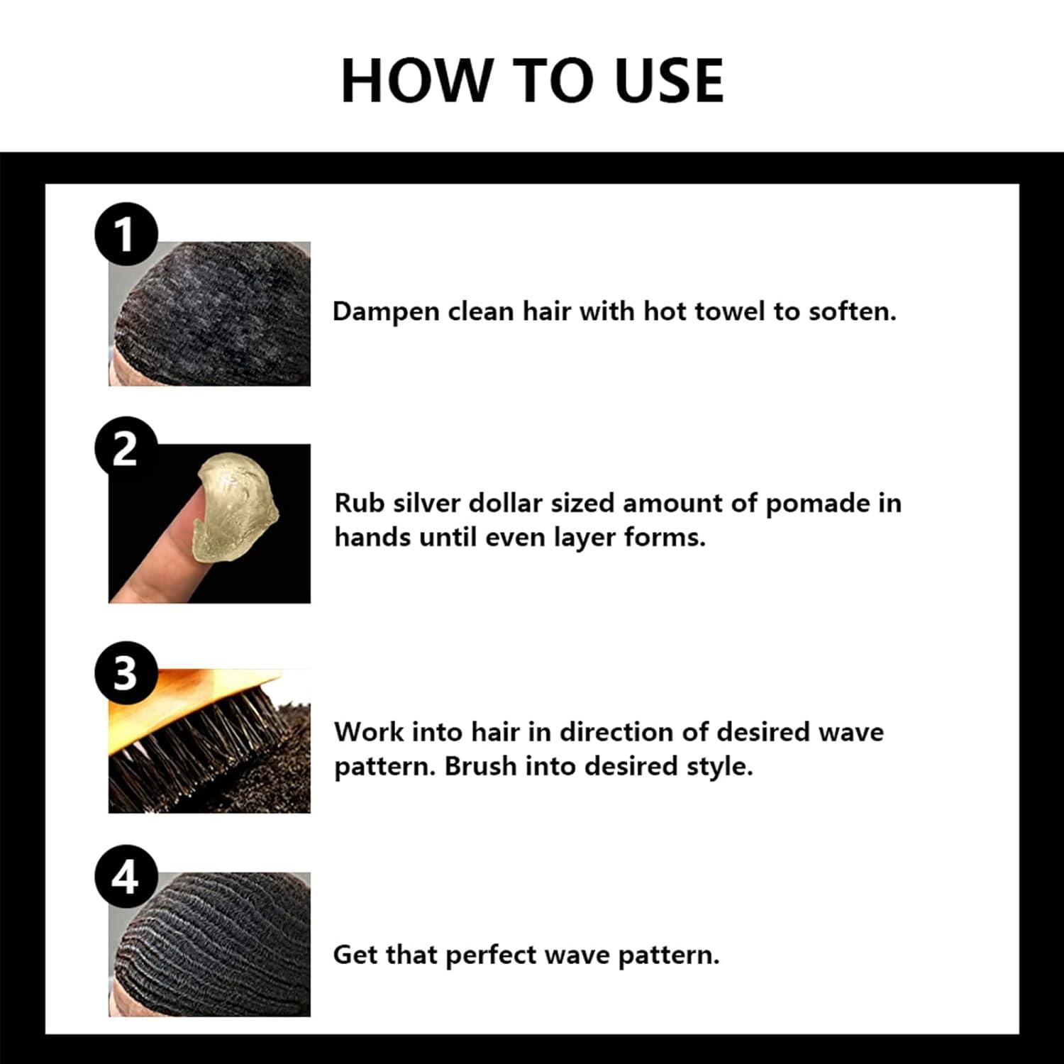 imageNatural Wave Pomade for Men Strong Hold Easy Wash 360 Wave Training Hair Cream Waves Grease for Men Promotes Layered Waves Moisture Control and Silky Shine 4oz4oz wave pomade1pc
