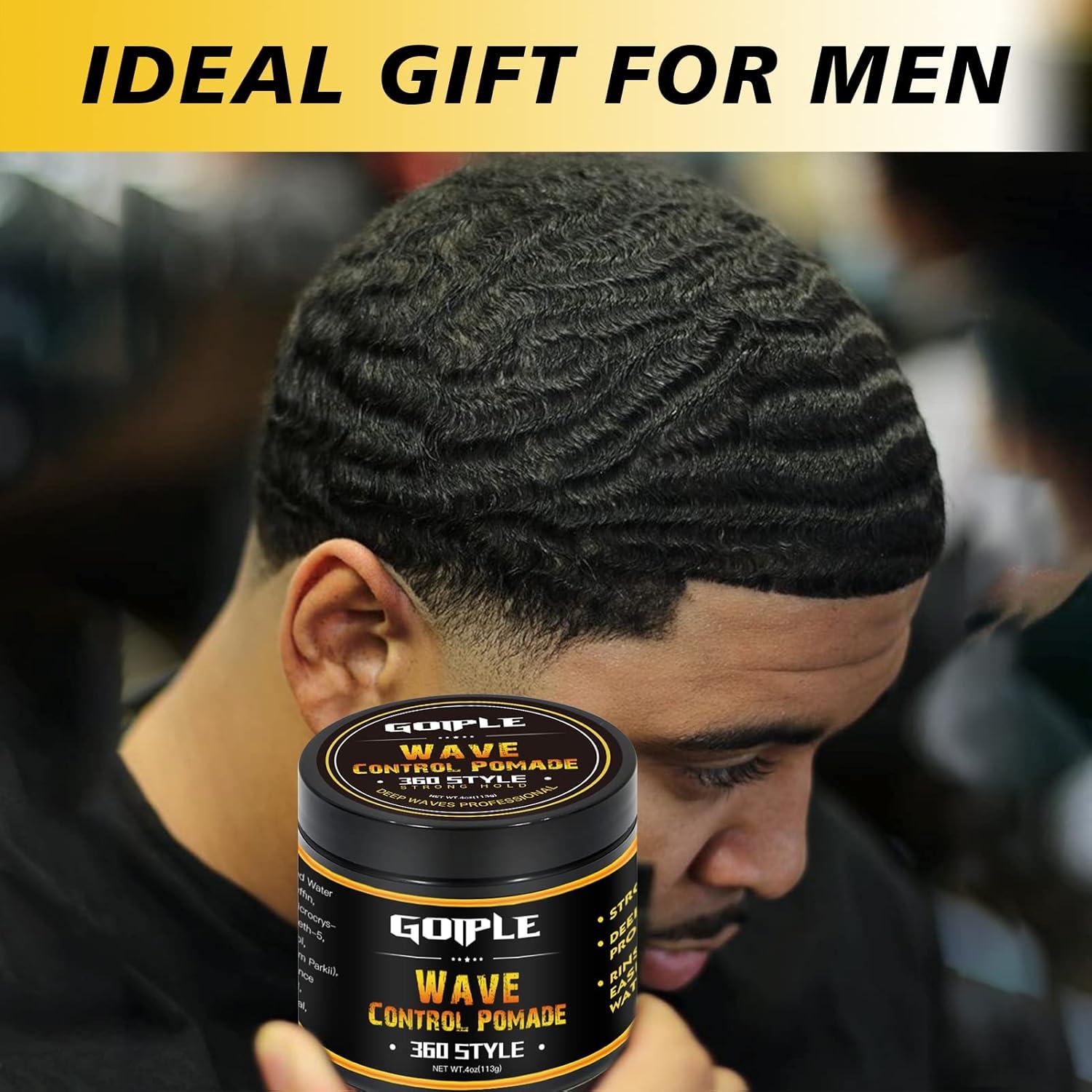 imageNatural Wave Pomade for Men Strong Hold Easy Wash 360 Wave Training Hair Cream Waves Grease for Men Promotes Layered Waves Moisture Control and Silky Shine 4oz4oz wave pomade4pcs