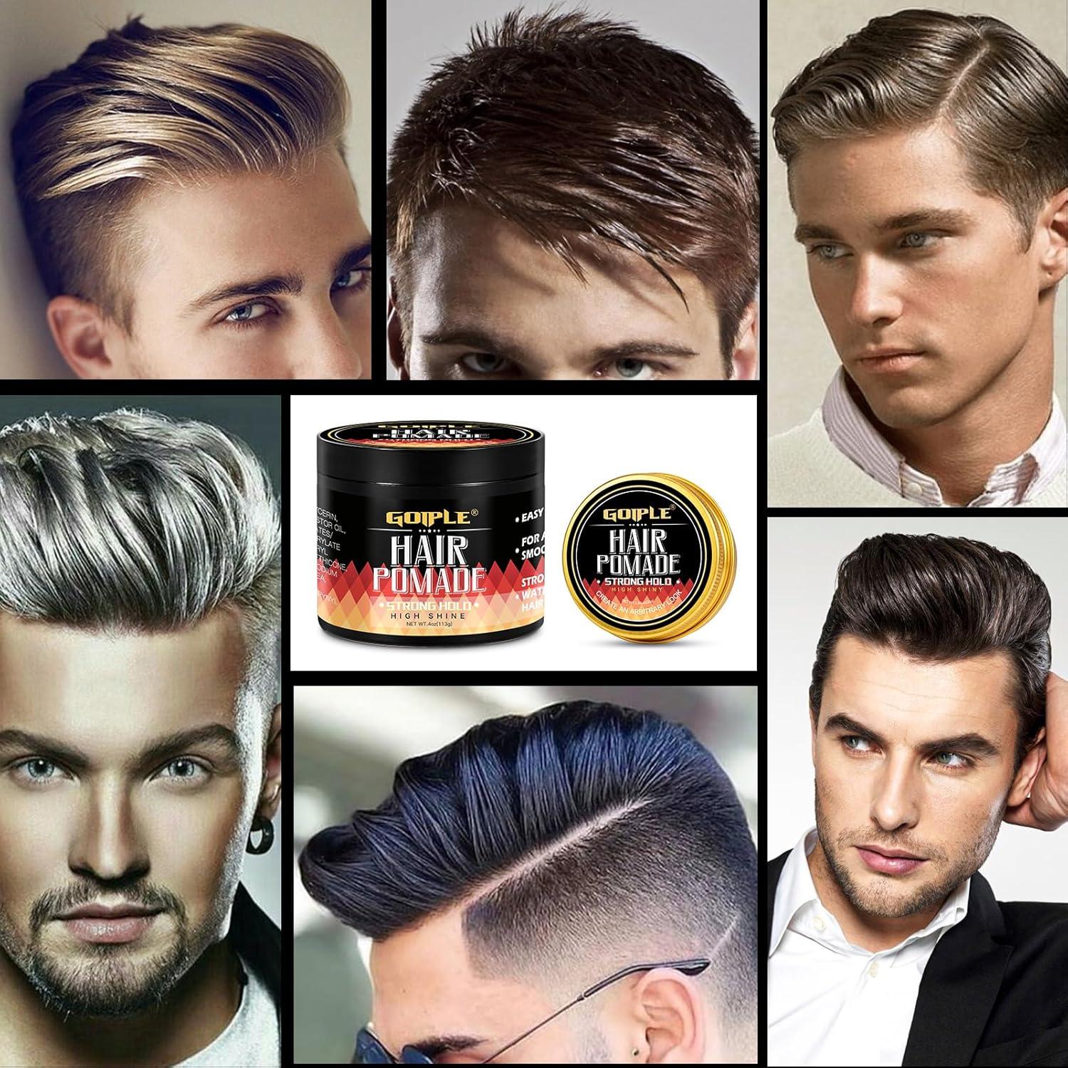 imageOriginal Hair Pomade for Men Strong Hold High Shine Mens Hair Gel Pomade Water Based Mens Hair Products Flake Free Hair Gel Easy To Wash Out All Day Hold For All Hairstyles 2PCS