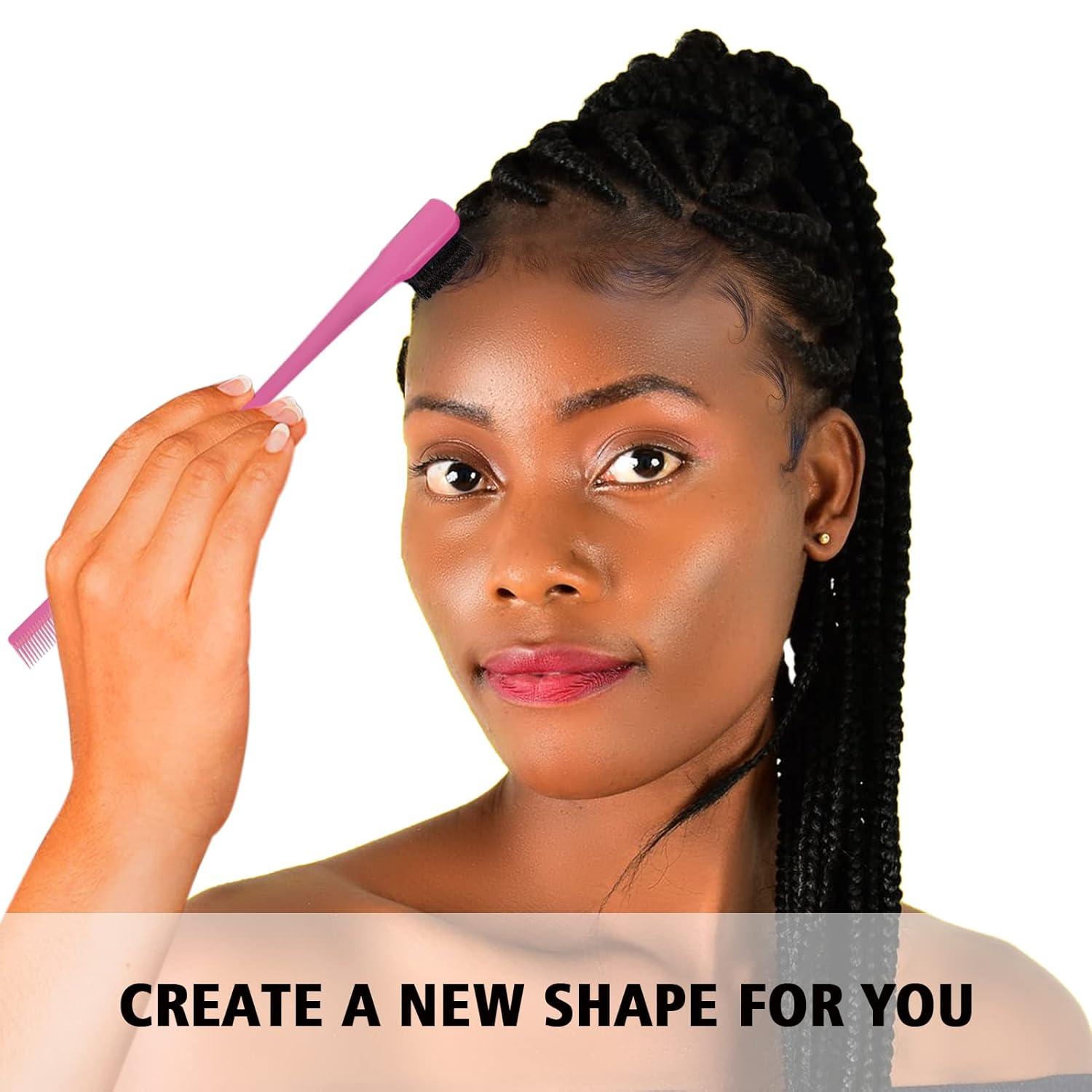 imageSlick Back Hair Brush amp Wax Stick Set for Slick Back Hair Teasing Boar Bristle Hair Brush for Sleek Control Flyaways amp Baby Hairs Wax Stick for Women Sectioning amp Smoothing Ponytail BunPink Comb Set12pcs