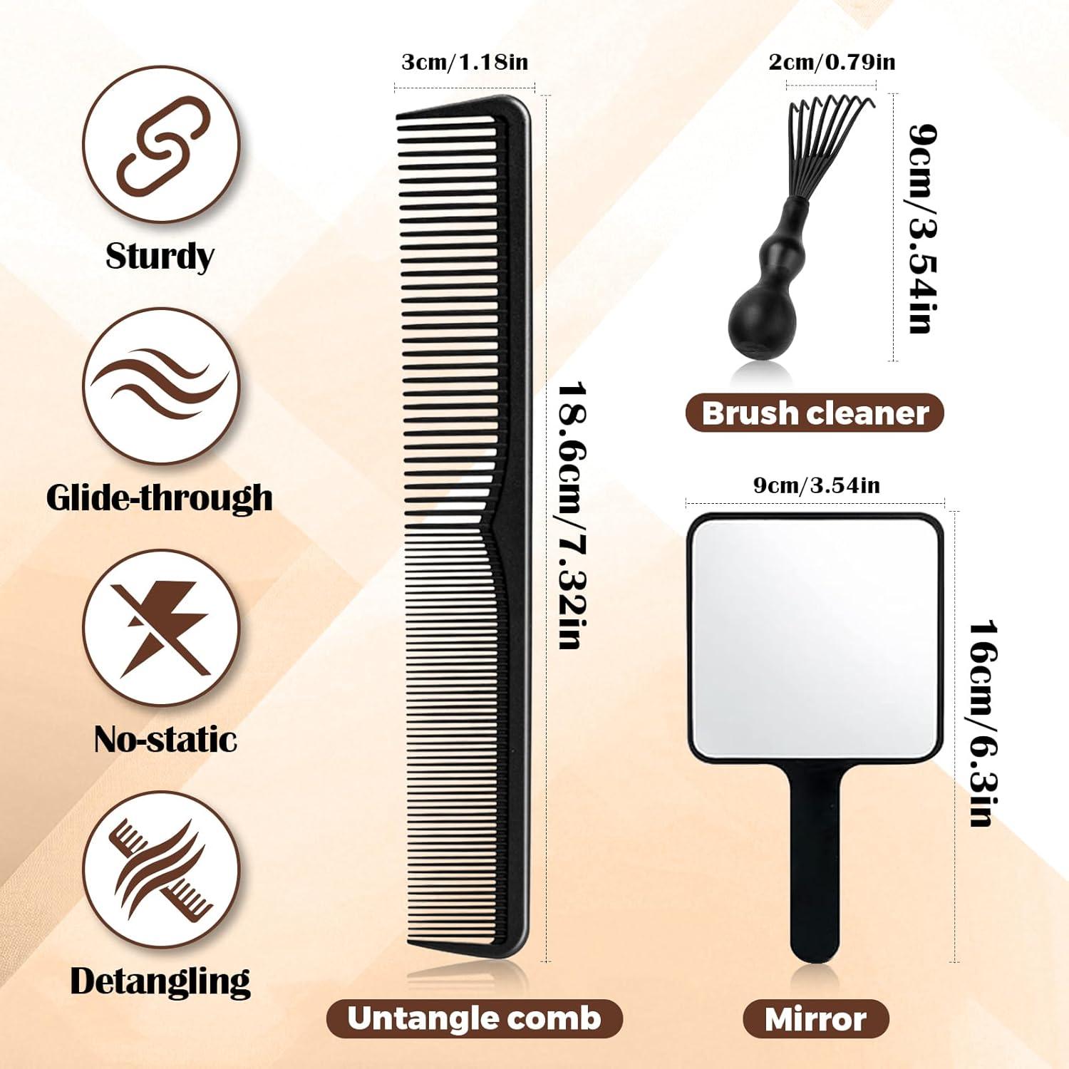imageWave Kit for 360 Waves Wave Brush Wave Styler Great for Men Wolfing Wave 3 Wave Handle Brushes Soft Medium amp Hard Satin Durag Hand Mirror Hair Comb Hair Brush Cleaner Wave PomadeampShampoo
