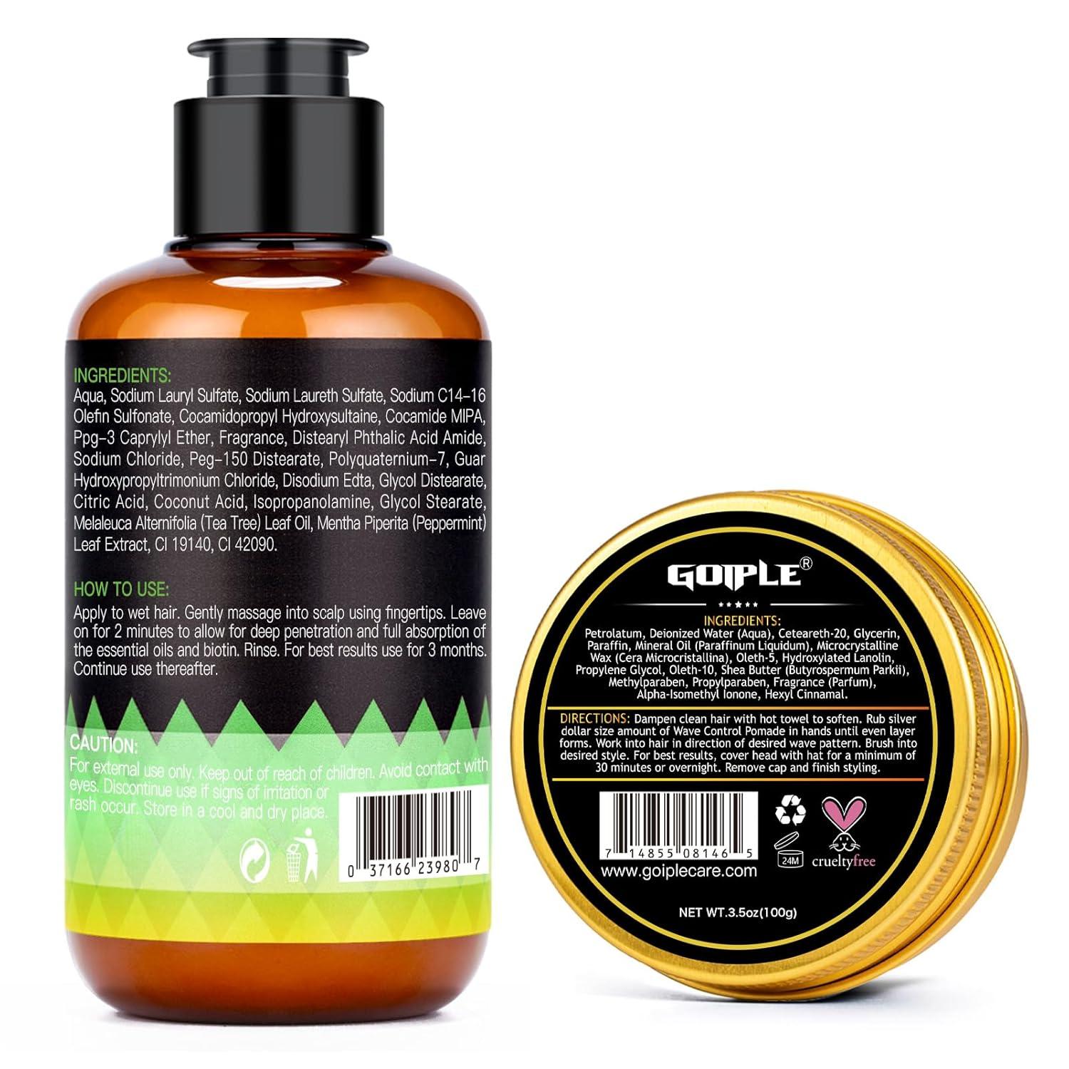 imageWave Kit for Men 360 Wave Shampoo Hydration Enhance Shampoo Wash Pomade 360Hair Greasy for Black Men Biotin Hair Growth Shampoos Strengthens Hair Promote Growth Nourishes with Waves Comb Brush