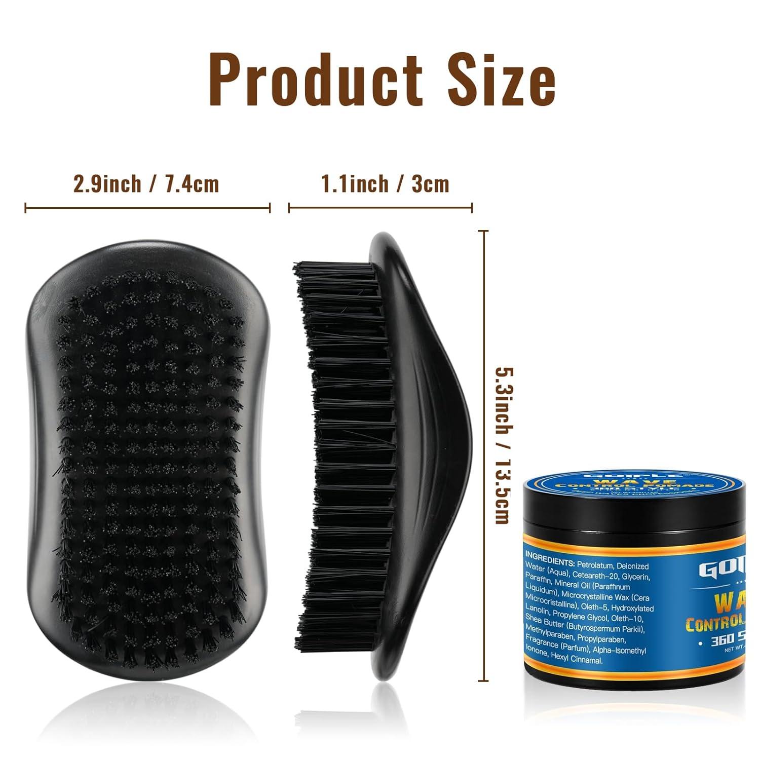 imageWave Pomade 360 Greasy Pomade Wave Styler Brush Great for Wolfing Boar Bristle Beard amp Wave Brush for Barbers amp Daily Use Styling Set for Men 360 Easy Wash 360 Wave Training Hair Cream2 Ounce Pack of 2