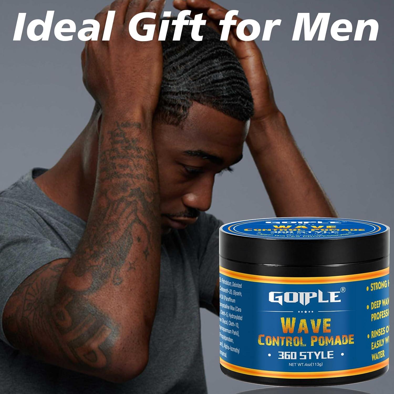 imageWave Pomade 360 Greasy Pomade Wave Styler Brush Great for Wolfing Boar Bristle Beard amp Wave Brush for Barbers amp Daily Use Styling Set for Men 360 Easy Wash 360 Wave Training Hair Cream4 Ounce Pack of 1