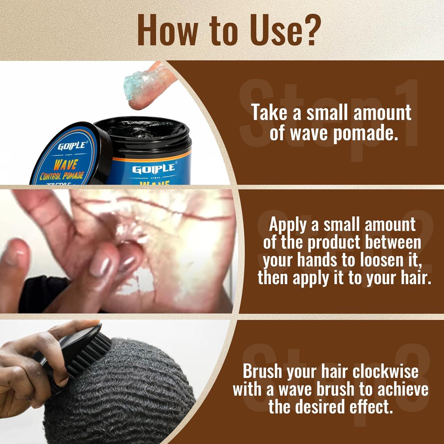 imageWave Pomade 360 Greasy Pomade Wave Styler Brush Great for Wolfing Boar Bristle Beard amp Wave Brush for Barbers amp Daily Use Styling Set for Men 360 Easy Wash 360 Wave Training Hair Cream2 Ounce Pack of 2