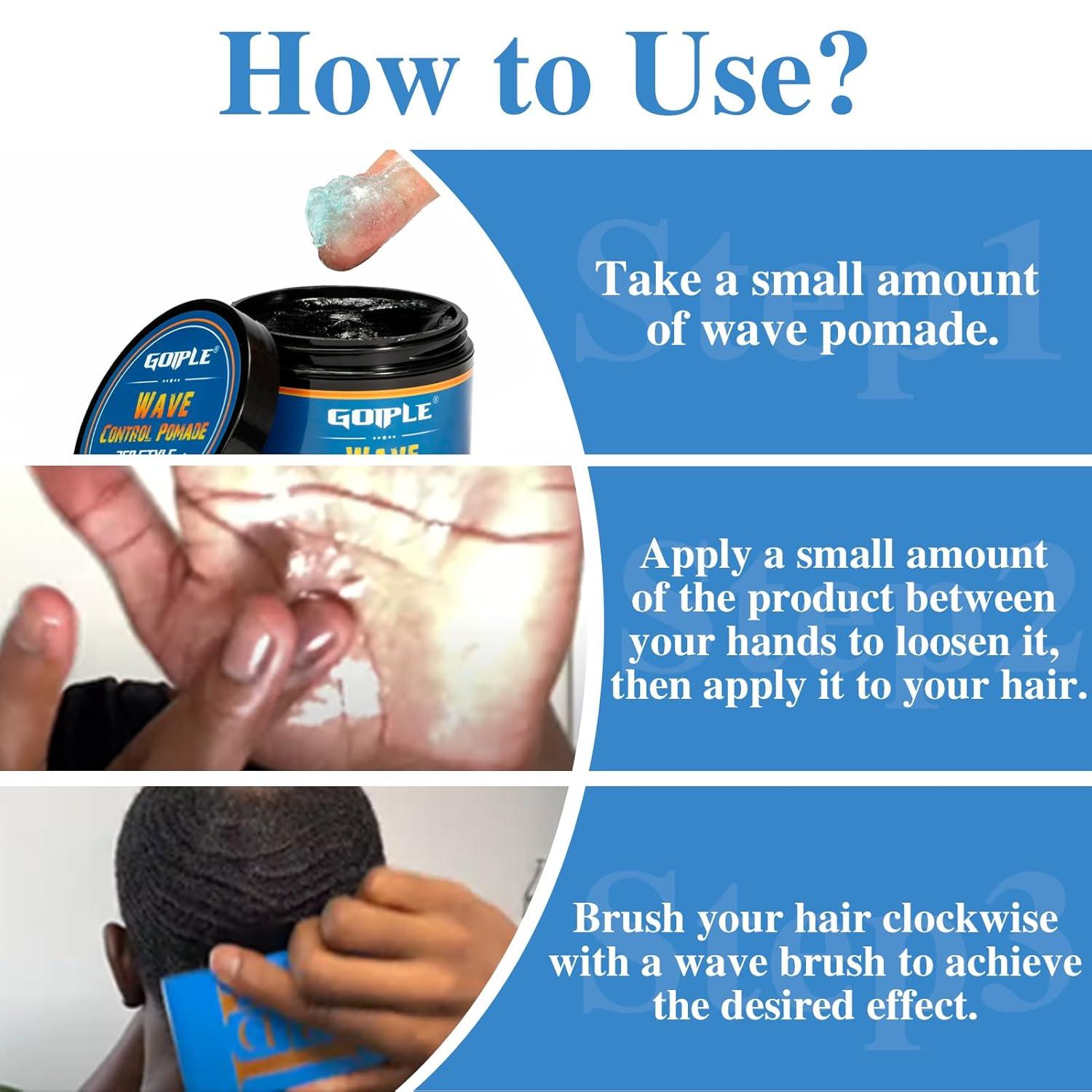 imageWave Pomade 360 Greasy Pomade Wave Styler Brush Great for Wolfing Boar Bristle Beard amp Wave Brush for Barbers amp Daily Use Styling Set for Men 360 Easy Wash 360 Wave Training Hair Cream4 Ounce Pack of 1