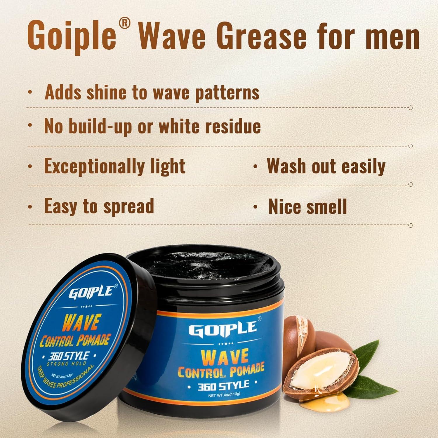 imageWave Pomade 360 Greasy Pomade Wave Styler Brush Great for Wolfing Boar Bristle Beard amp Wave Brush for Barbers amp Daily Use Styling Set for Men 360 Easy Wash 360 Wave Training Hair Cream2 Ounce Pack of 2